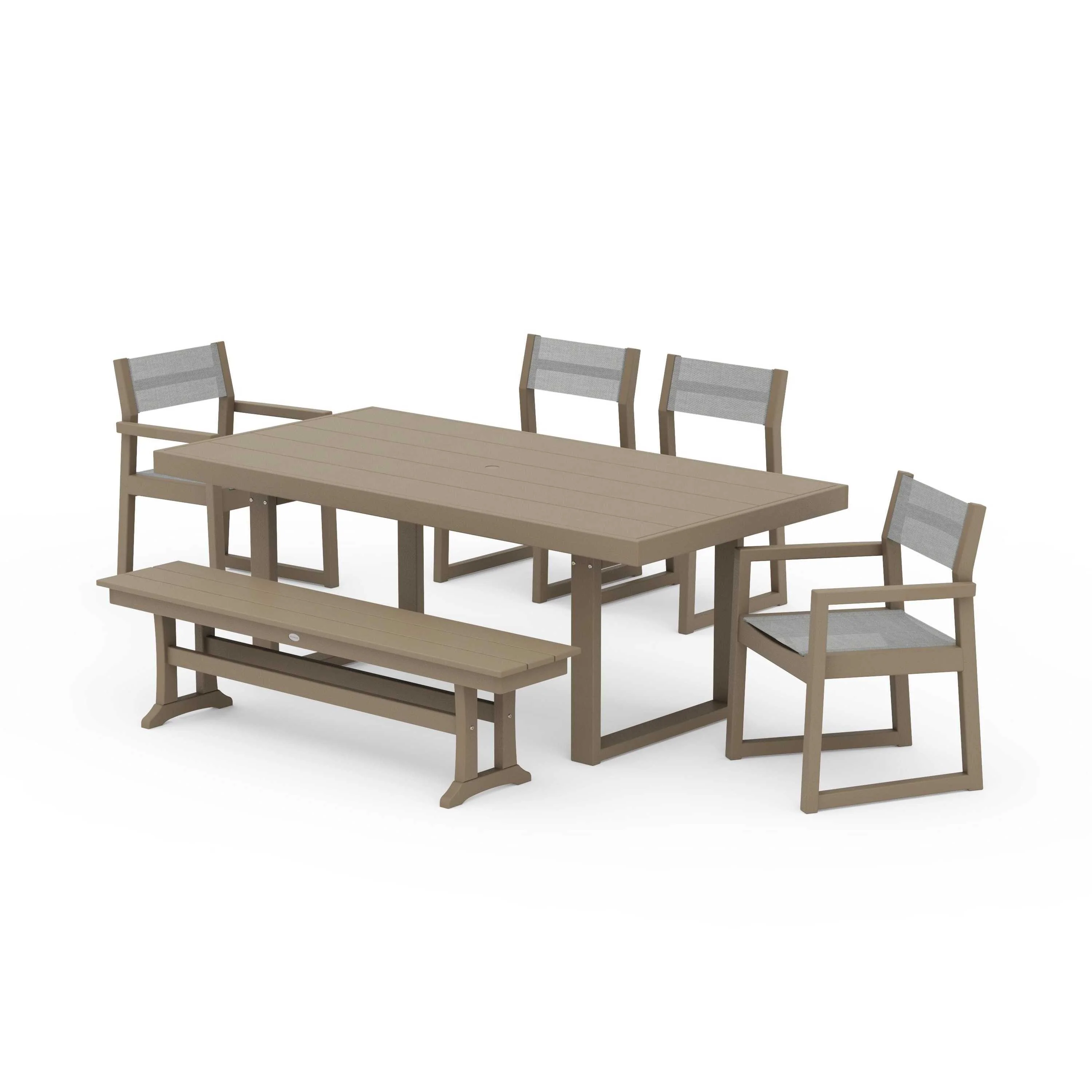 EDGE Sling 6-Piece Dining Set with Bench - Image 111