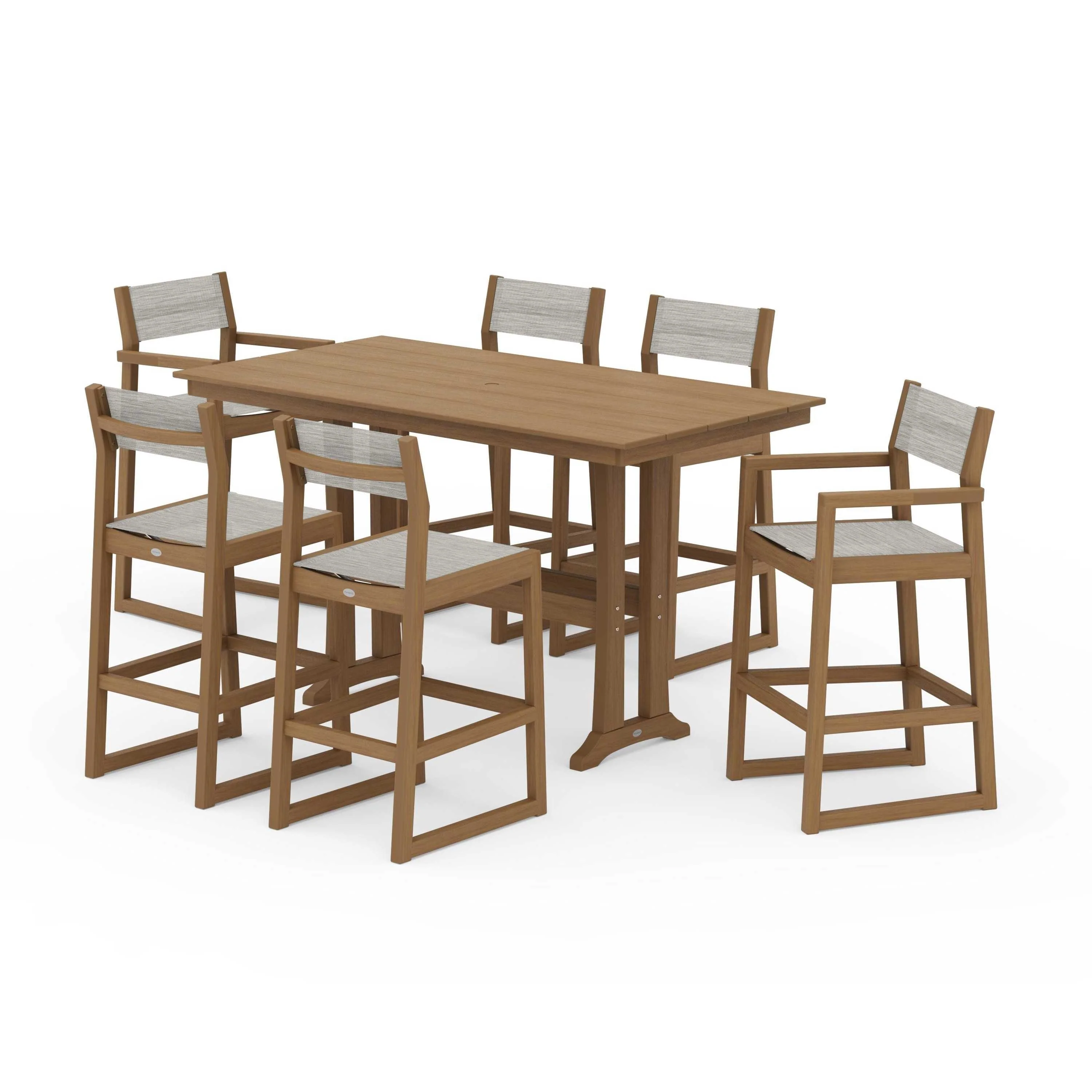 EDGE Sling 7-Piece Farmhouse Bar Set with Trestle Legs - Image 105