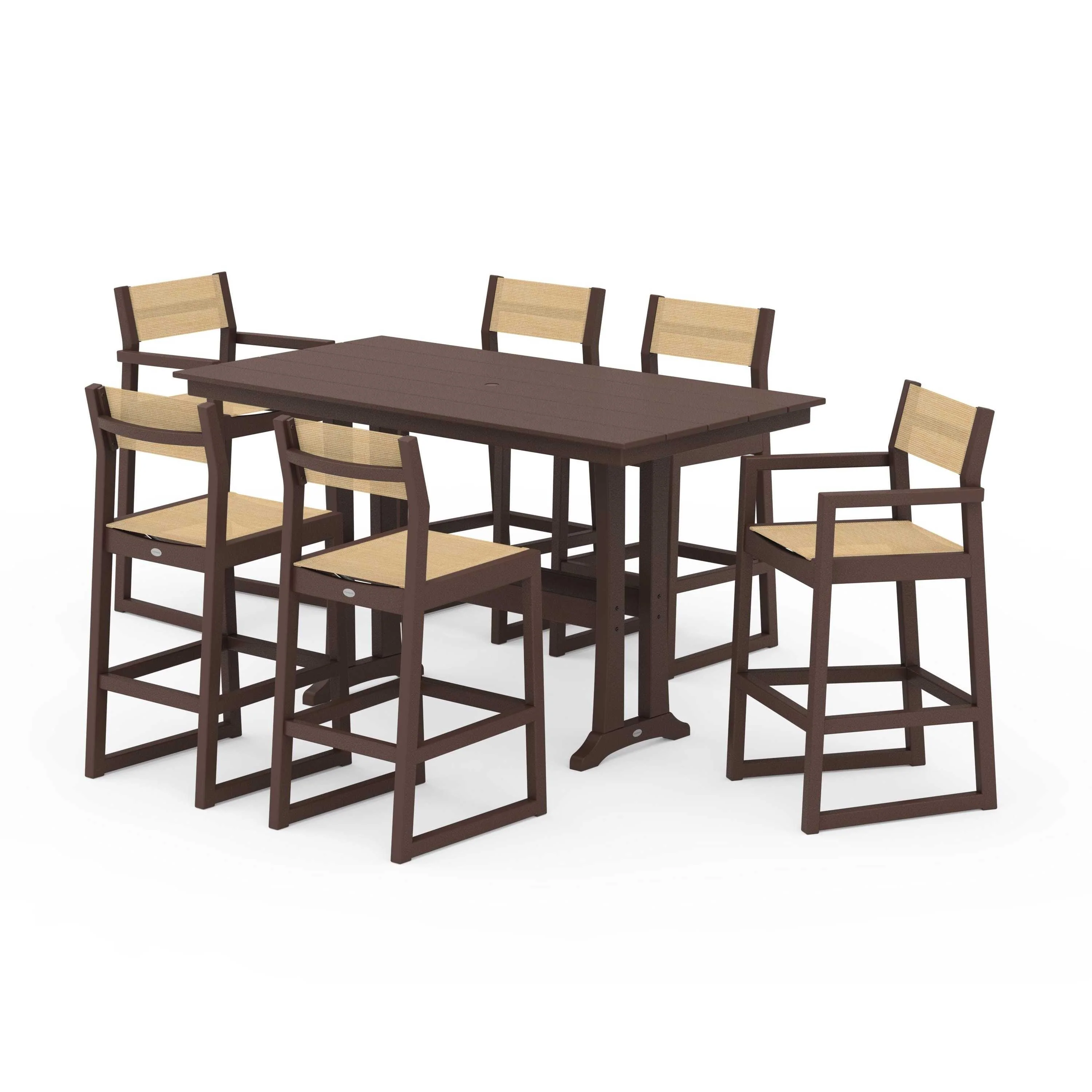 EDGE Sling 7-Piece Farmhouse Bar Set with Trestle Legs - Image 116