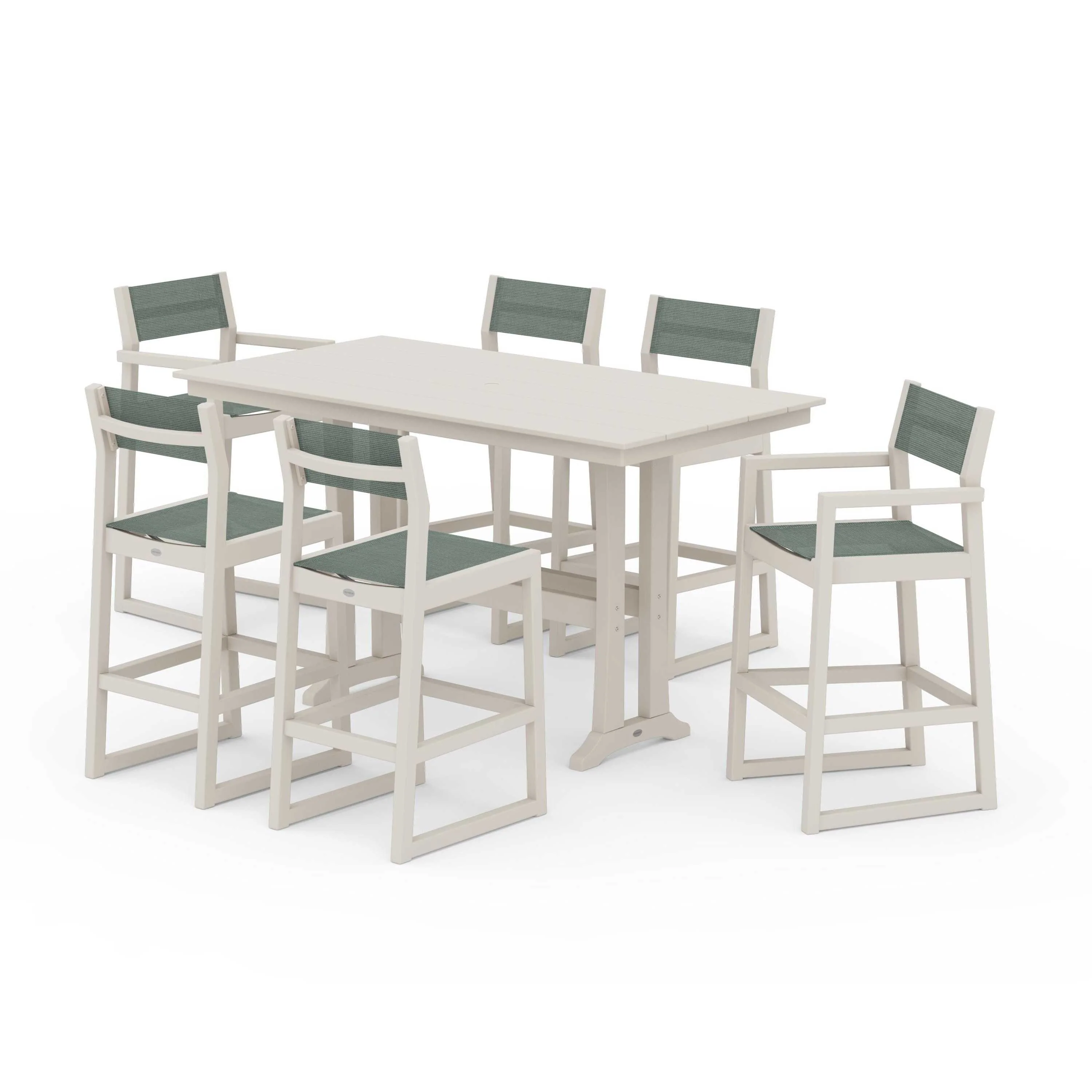 EDGE Sling 7-Piece Farmhouse Bar Set with Trestle Legs - Image 117