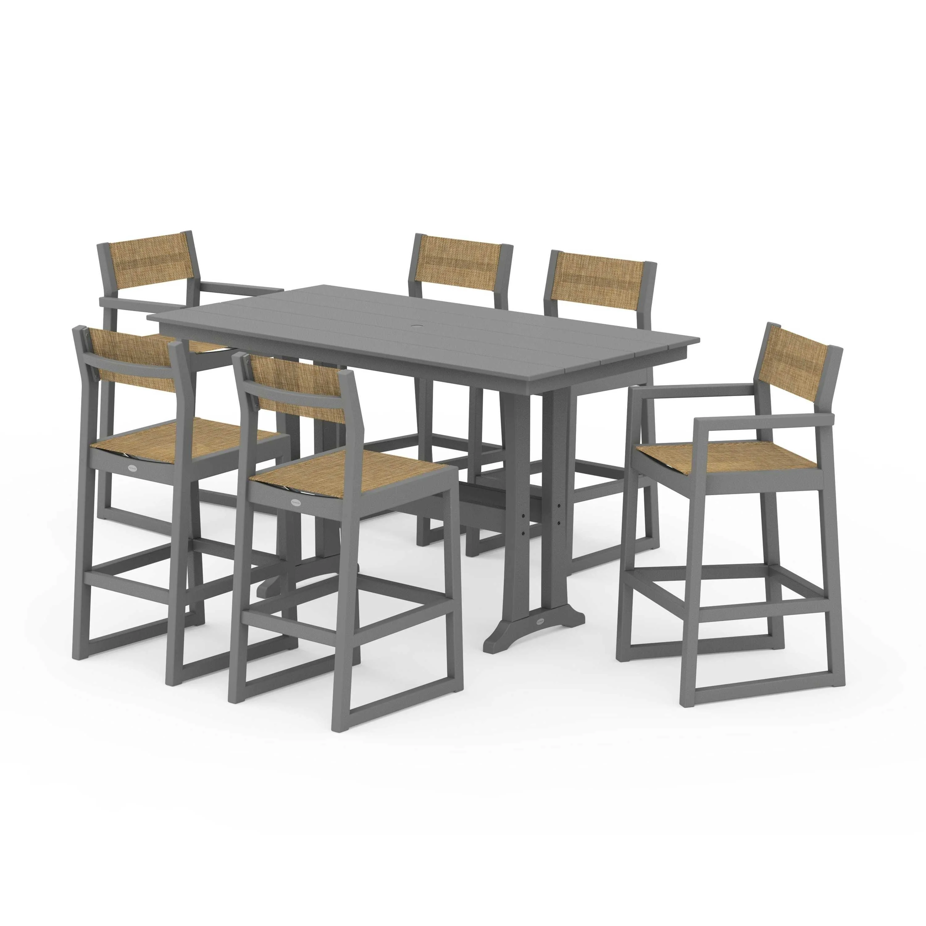 EDGE Sling 7-Piece Farmhouse Bar Set with Trestle Legs - Image 120