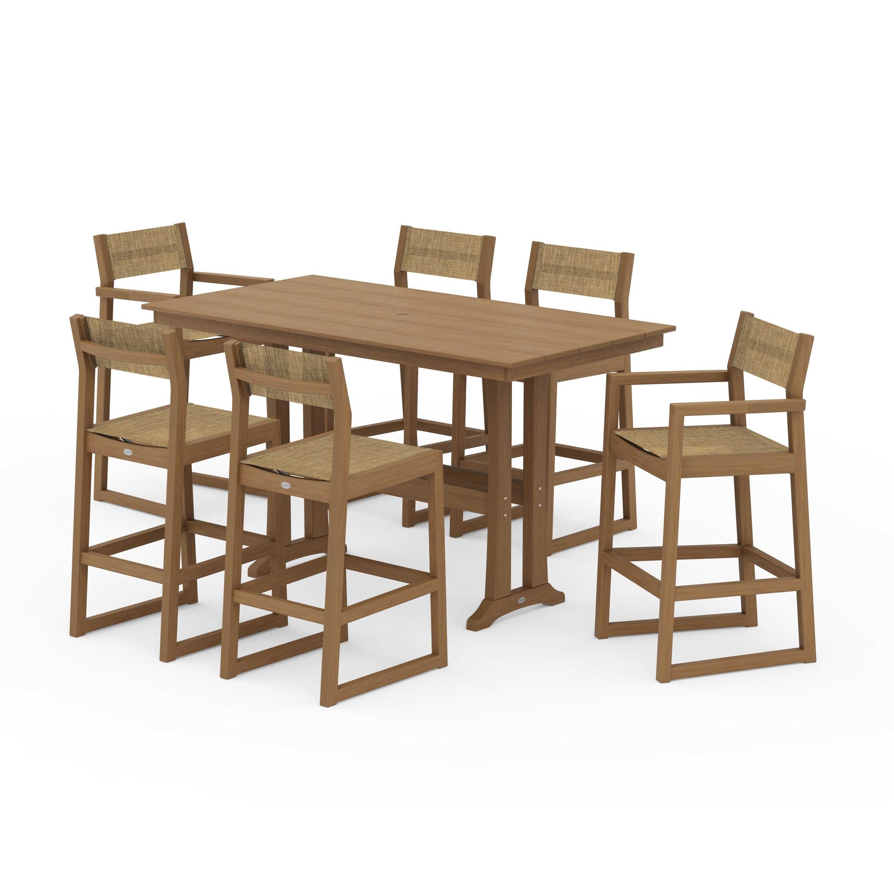 EDGE Sling 7-Piece Farmhouse Bar Set with Trestle Legs - Image 130