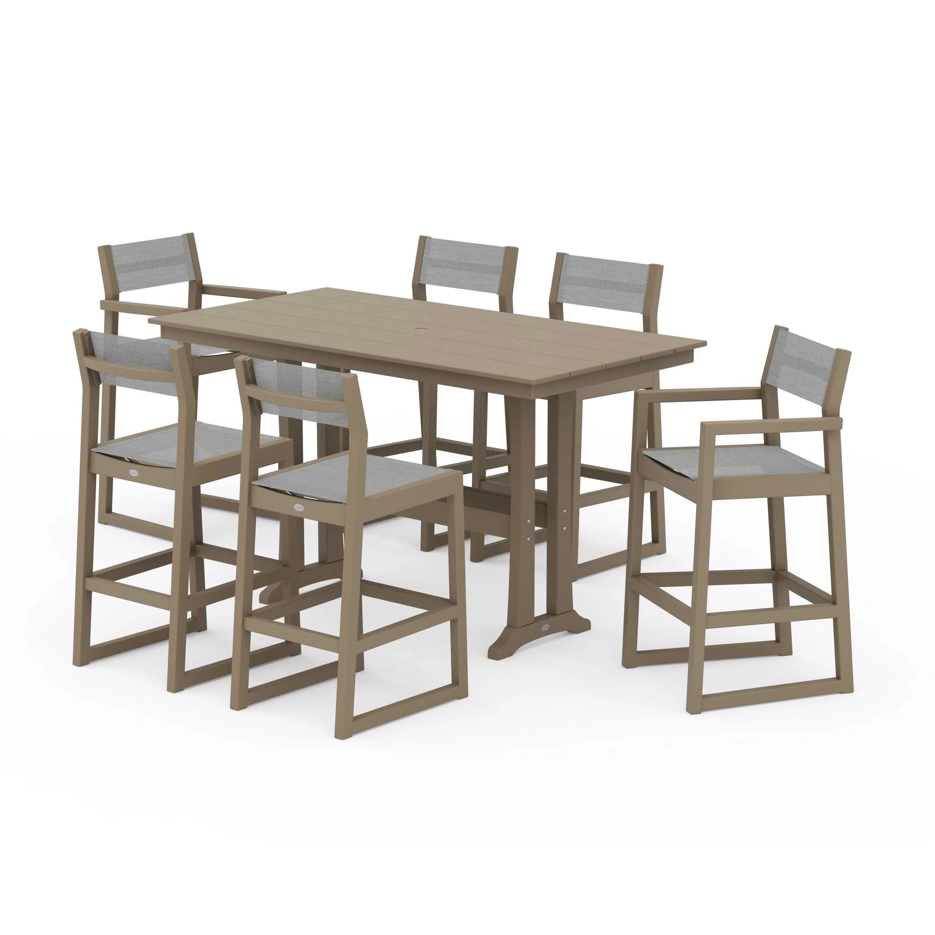 EDGE Sling 7-Piece Farmhouse Bar Set with Trestle Legs - Image 135