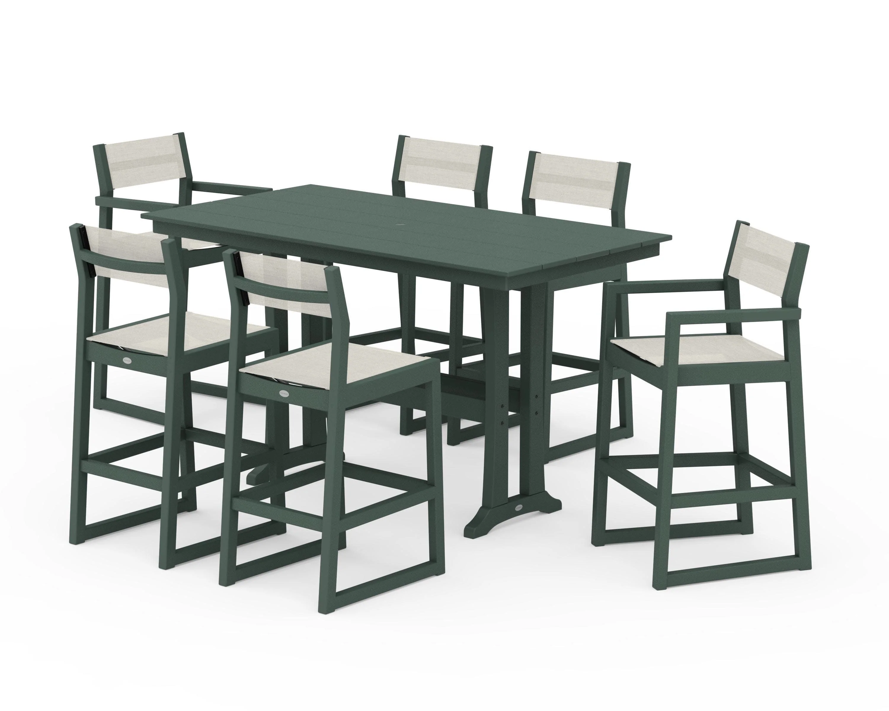 EDGE Sling 7-Piece Farmhouse Bar Set with Trestle Legs - Image 18