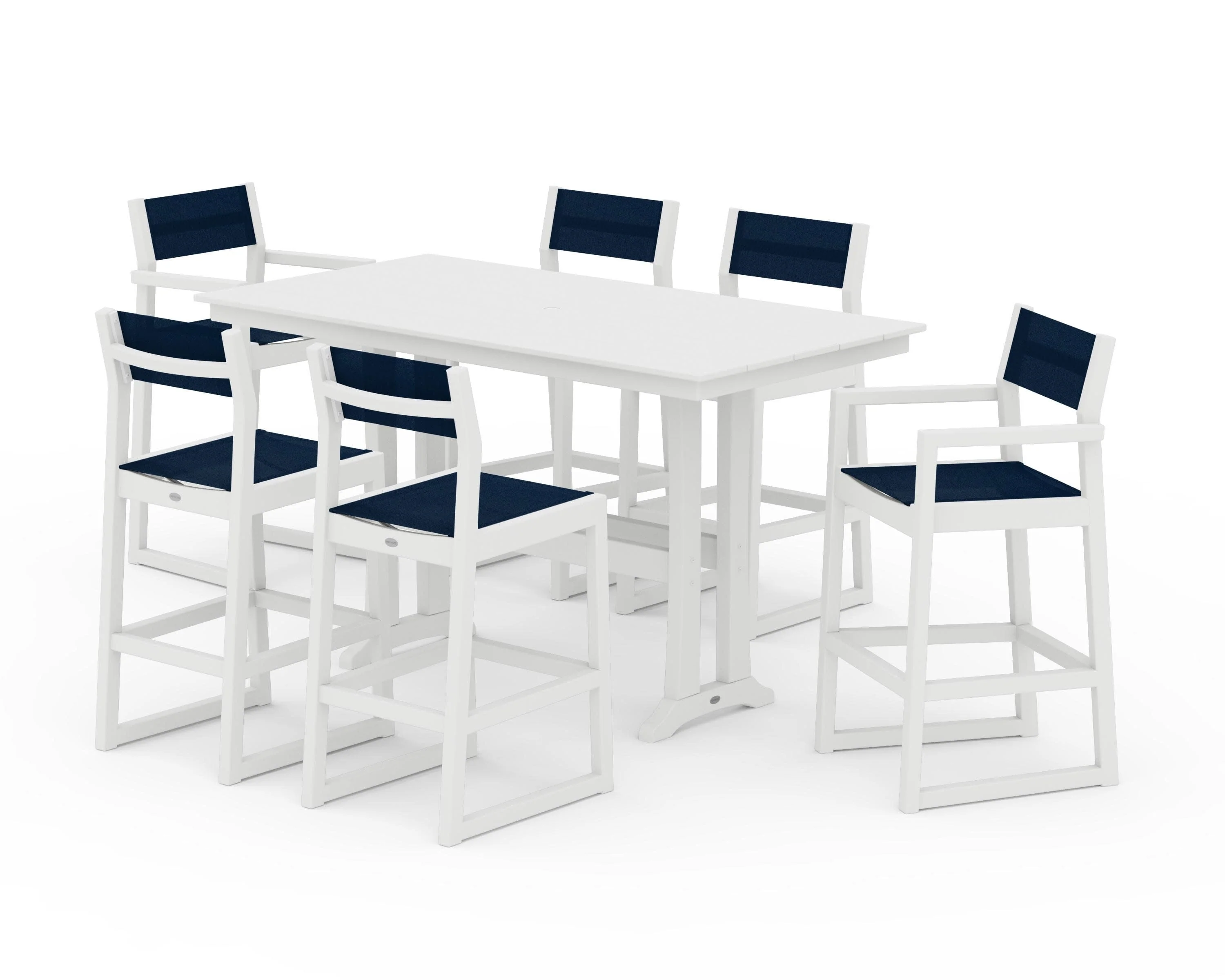 EDGE Sling 7-Piece Farmhouse Bar Set with Trestle Legs - Image 36