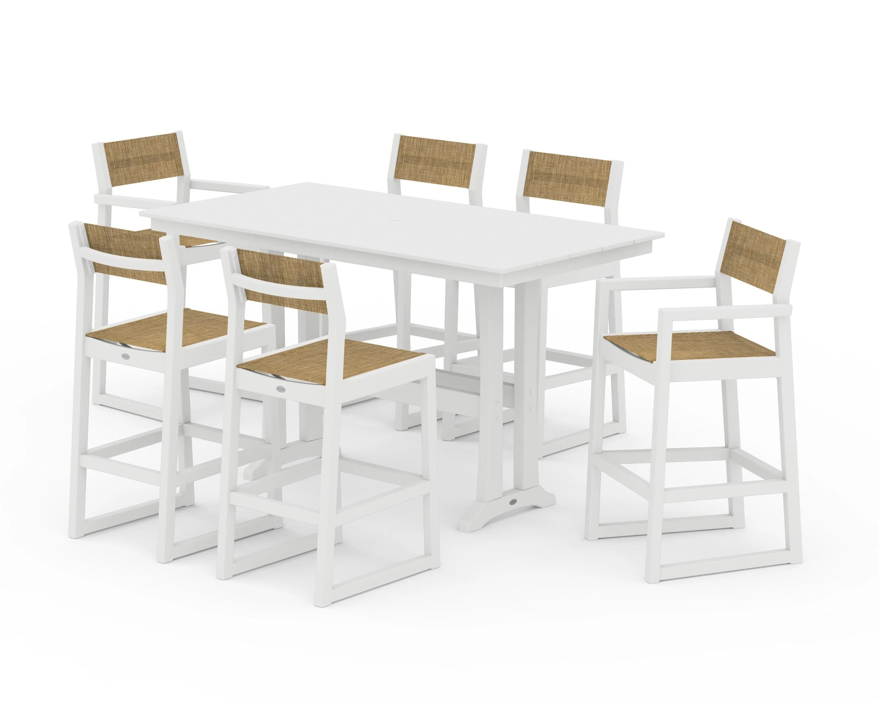 EDGE Sling 7-Piece Farmhouse Bar Set with Trestle Legs - Image 39