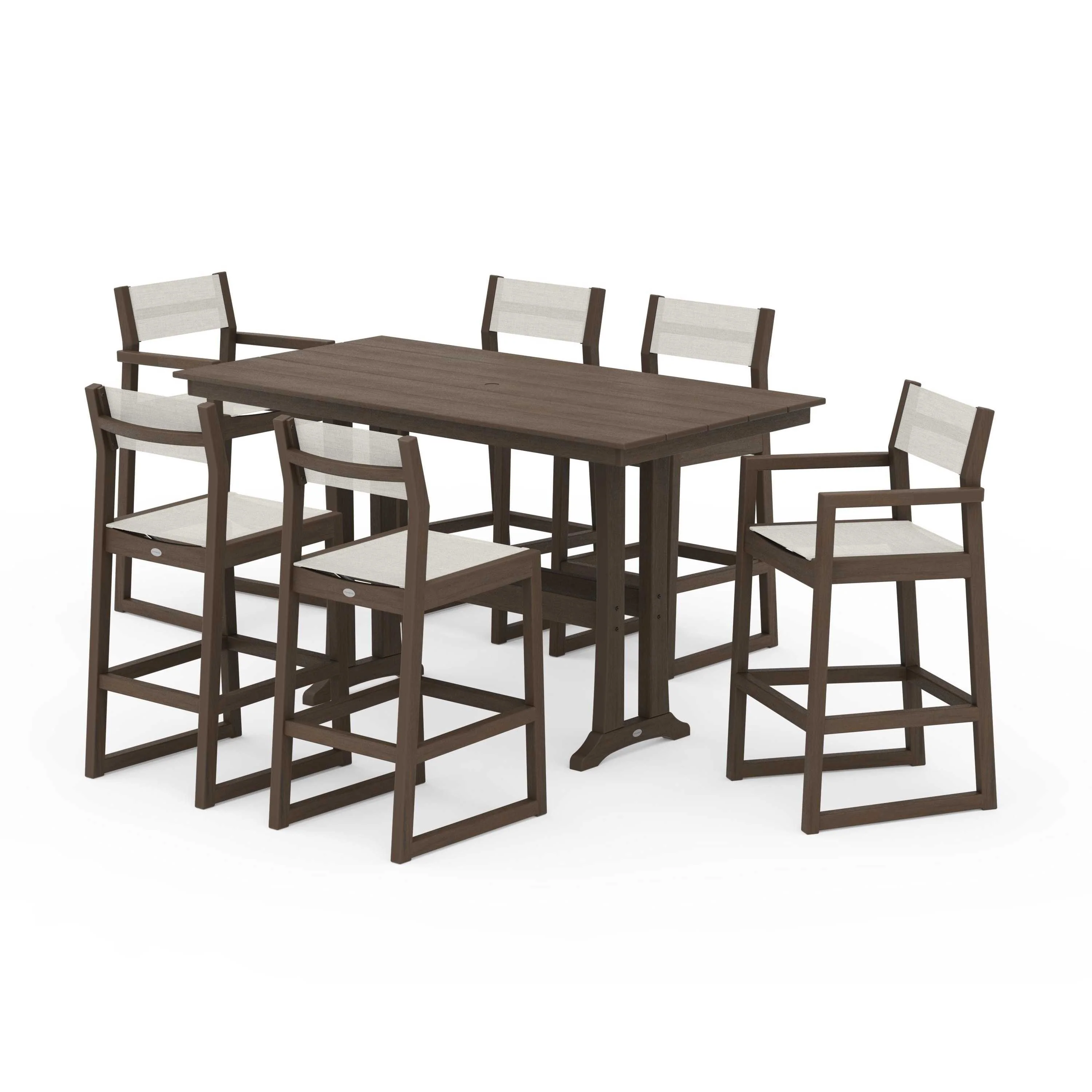 EDGE Sling 7-Piece Farmhouse Bar Set with Trestle Legs - Image 47