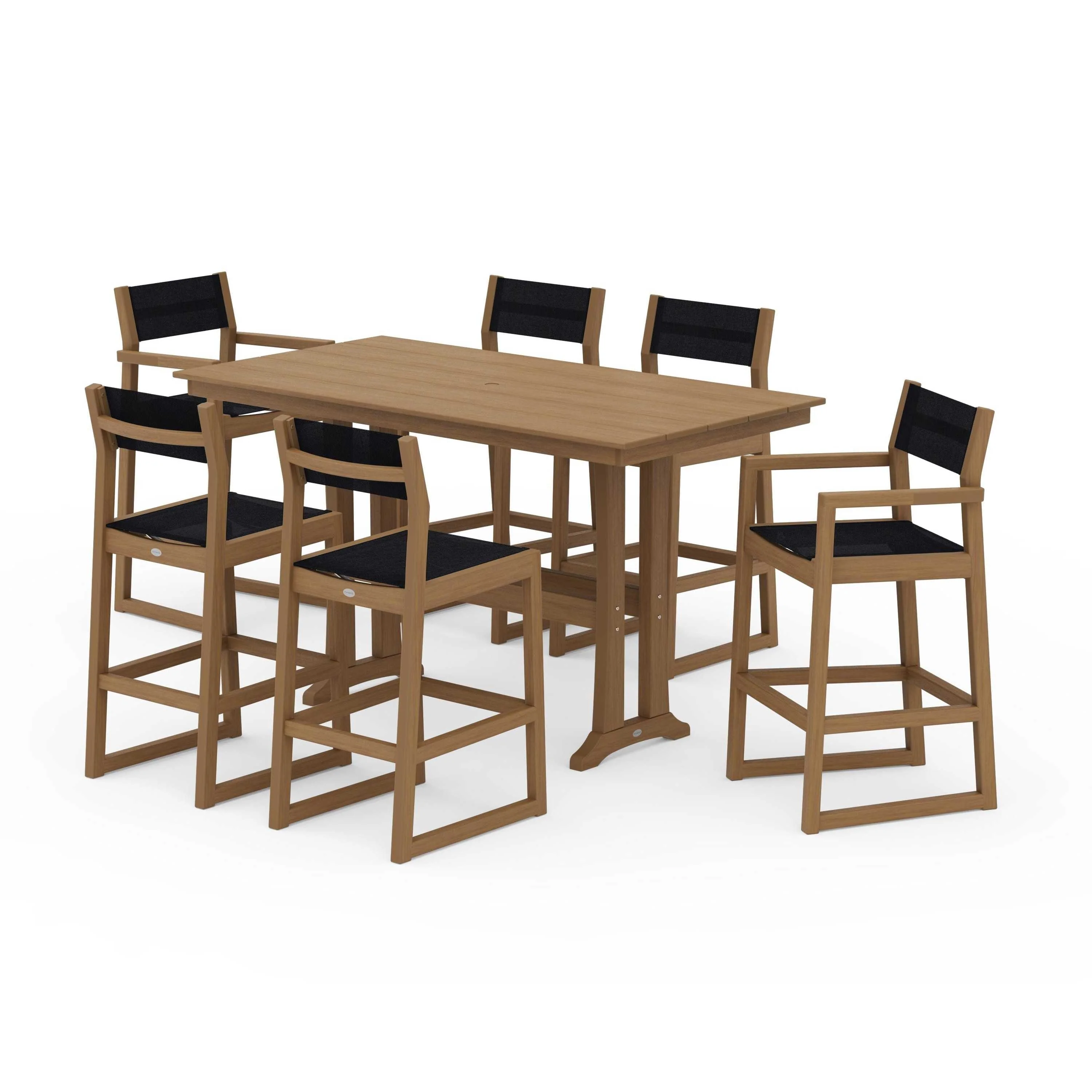 EDGE Sling 7-Piece Farmhouse Bar Set with Trestle Legs - Image 50