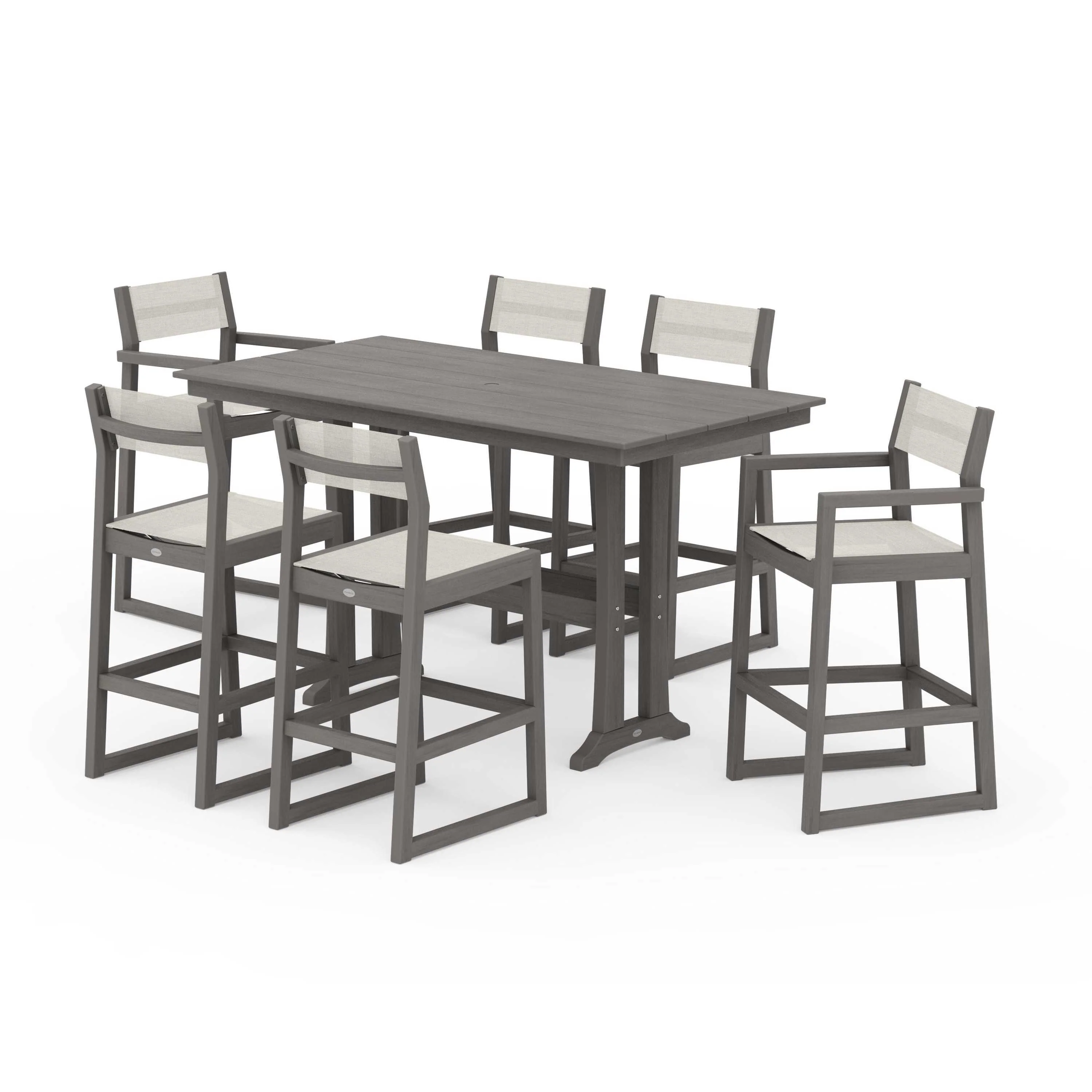 EDGE Sling 7-Piece Farmhouse Bar Set with Trestle Legs - Image 65