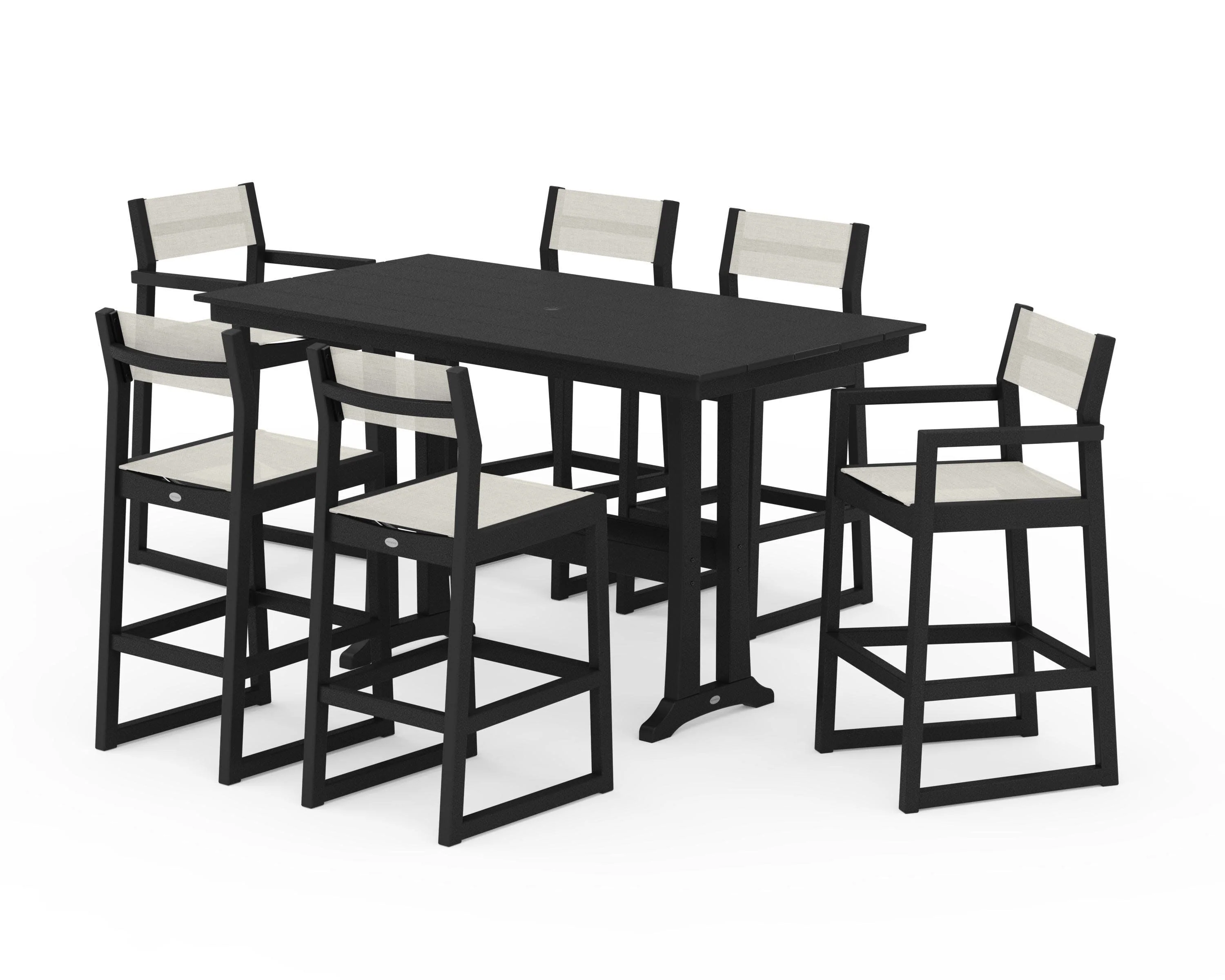 EDGE Sling 7-Piece Farmhouse Bar Set with Trestle Legs - Image 7