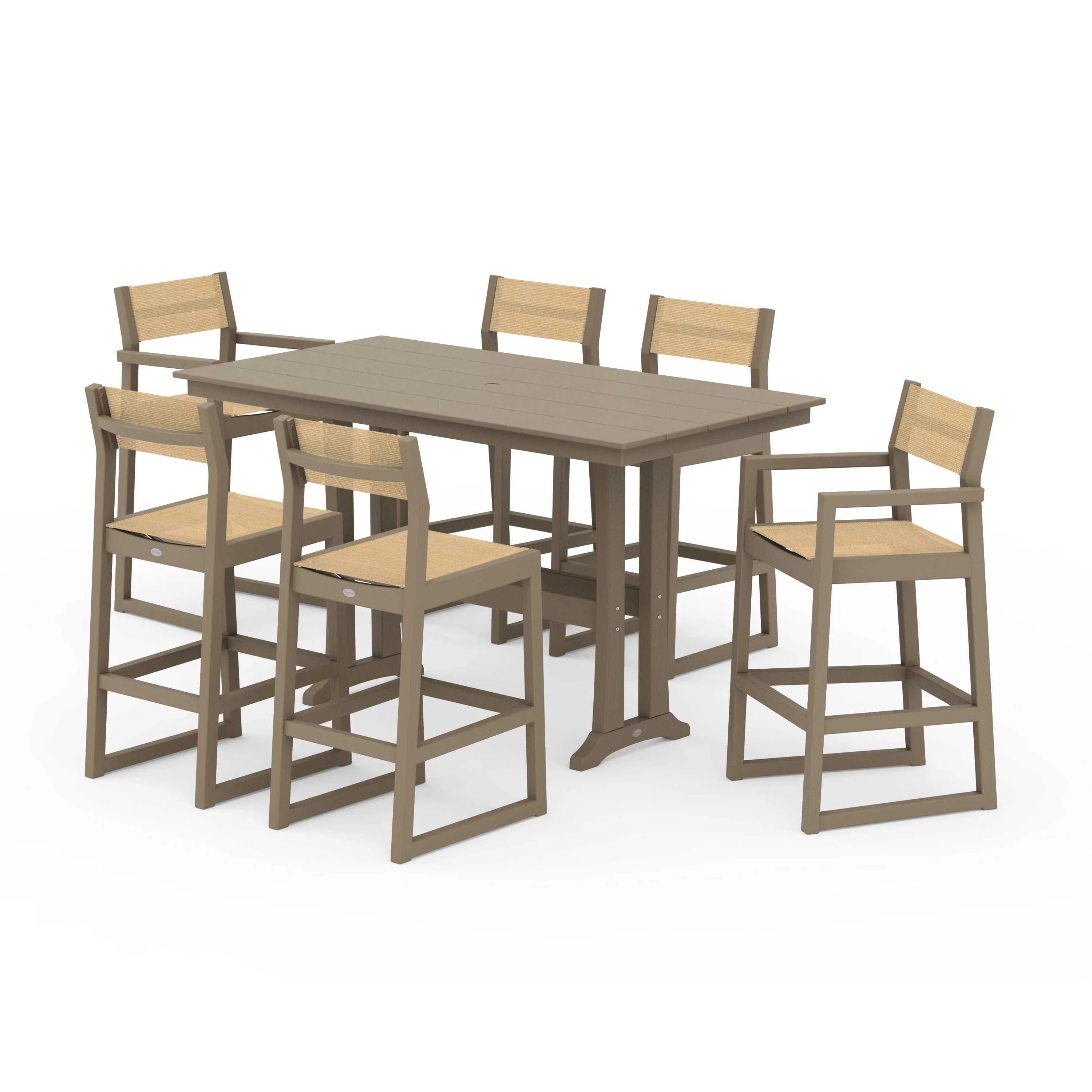 EDGE Sling 7-Piece Farmhouse Bar Set with Trestle Legs - Image 71