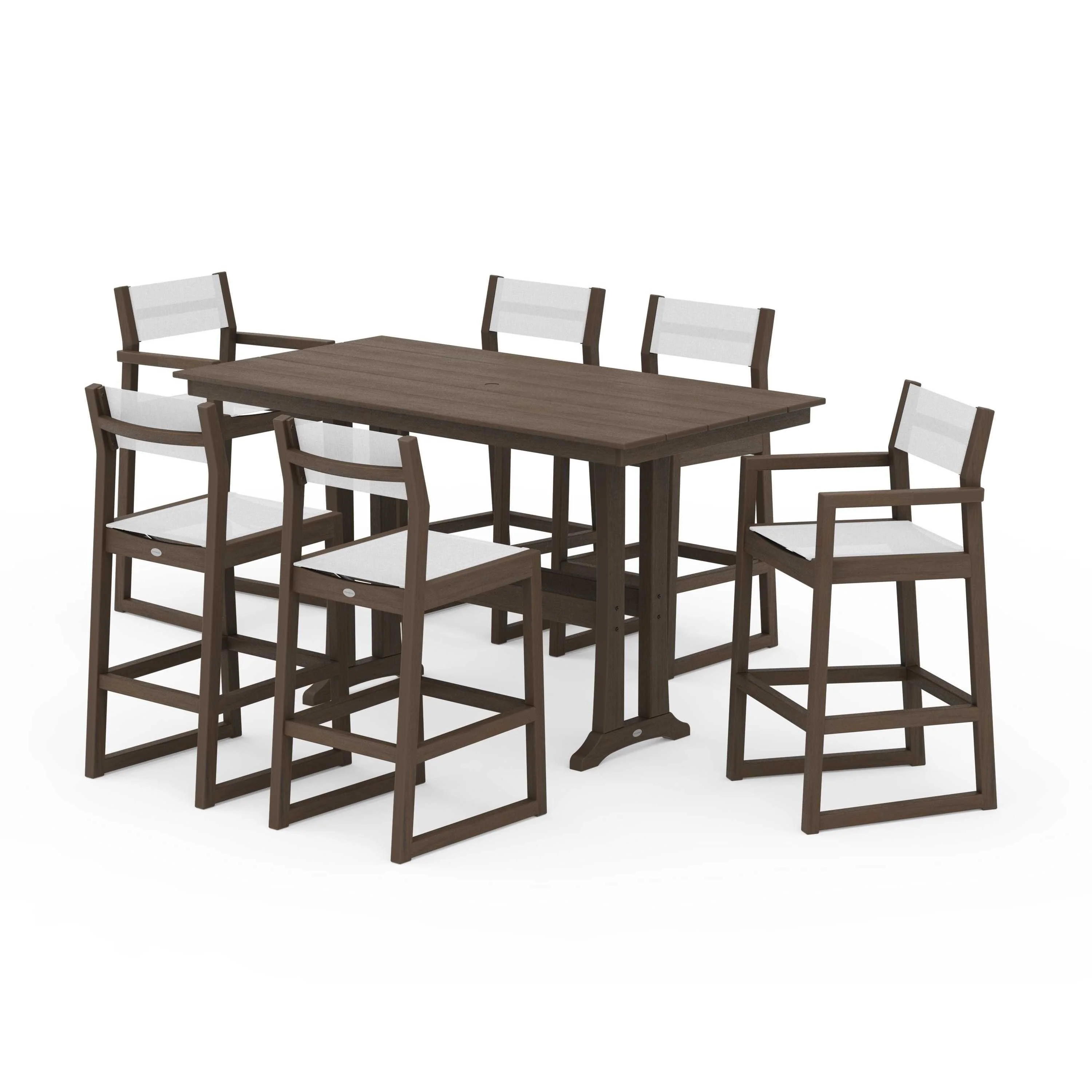 EDGE Sling 7-Piece Farmhouse Bar Set with Trestle Legs - Image 79
