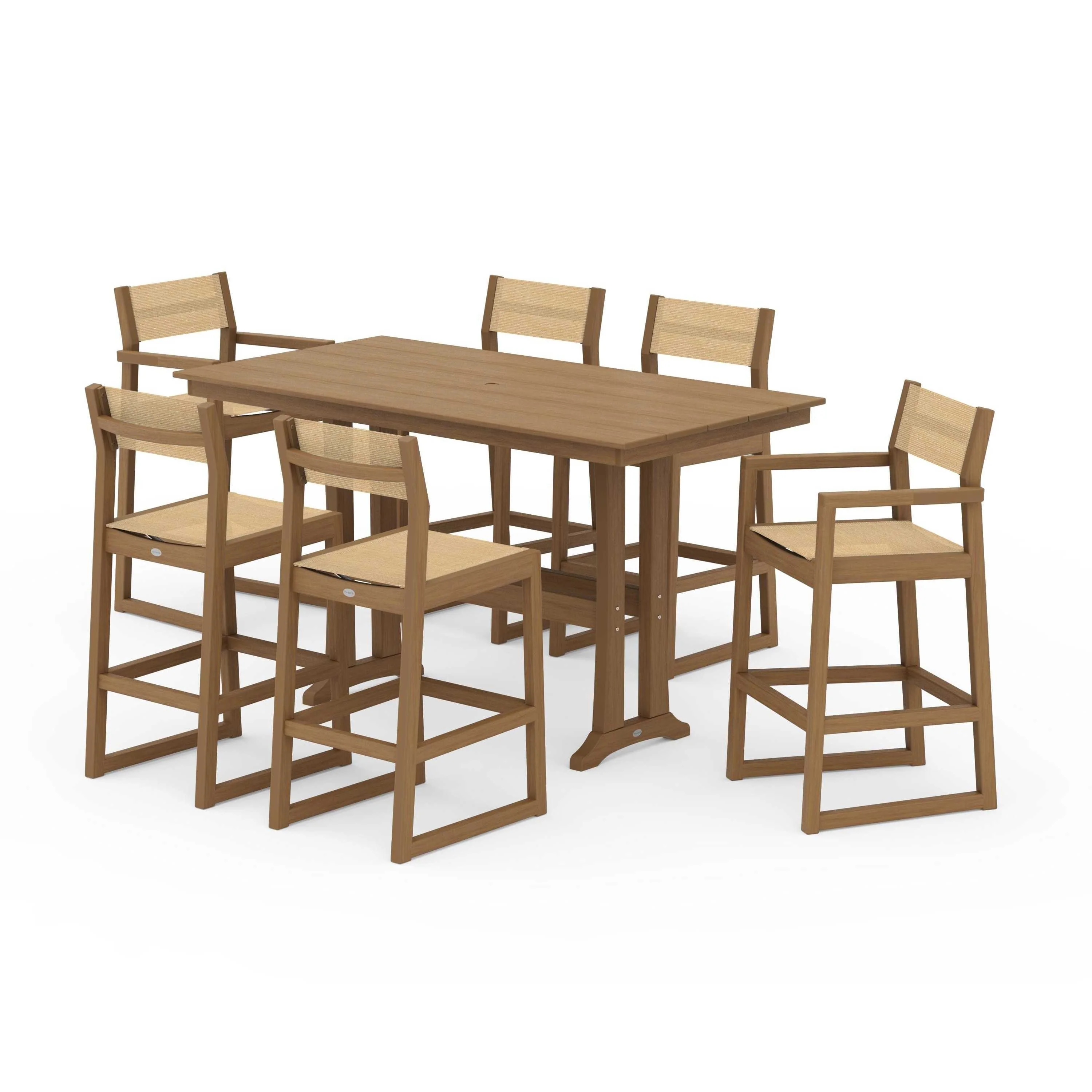 EDGE Sling 7-Piece Farmhouse Bar Set with Trestle Legs - Image 88
