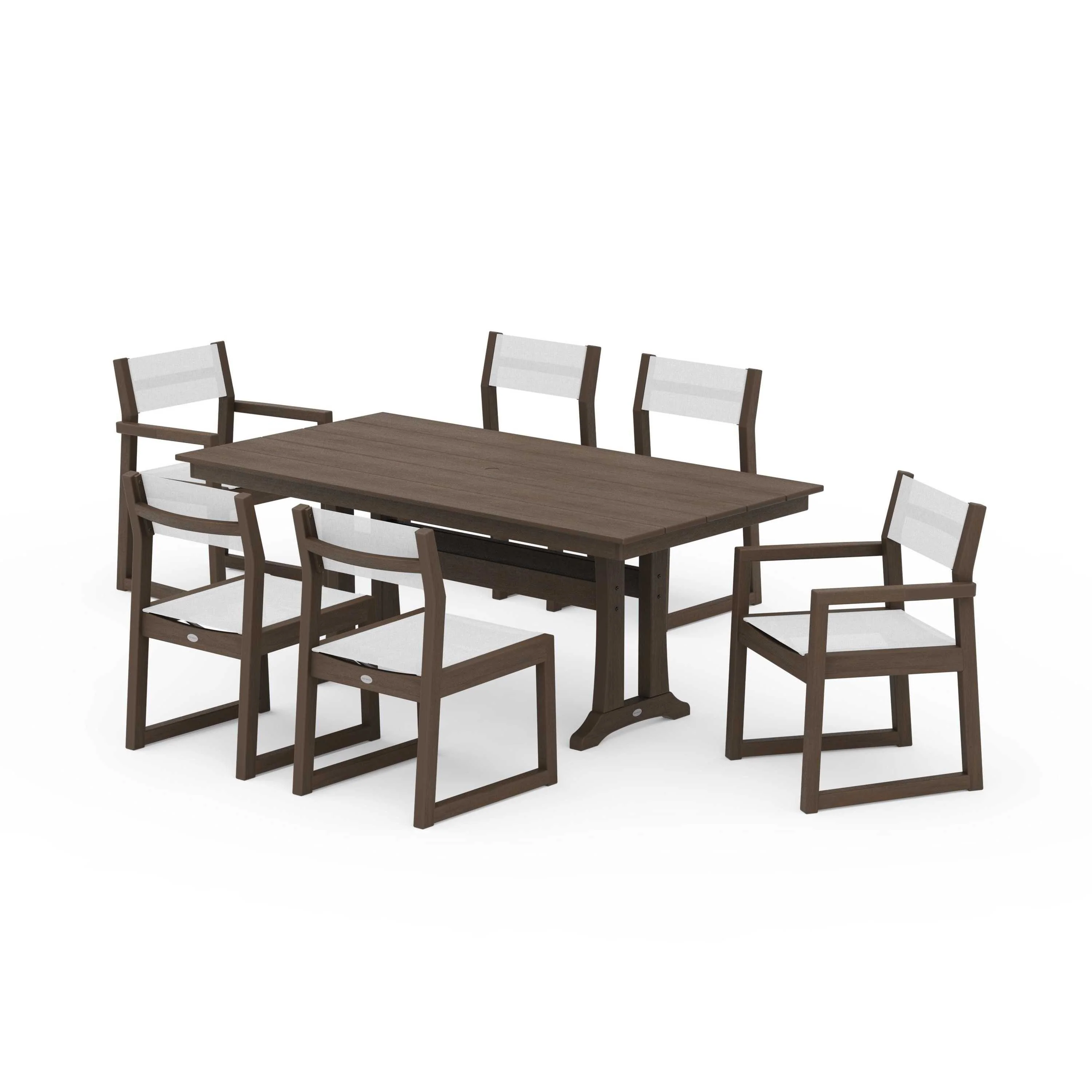 EDGE Sling 7-Piece Farmhouse Trestle Dining Set - Image 105