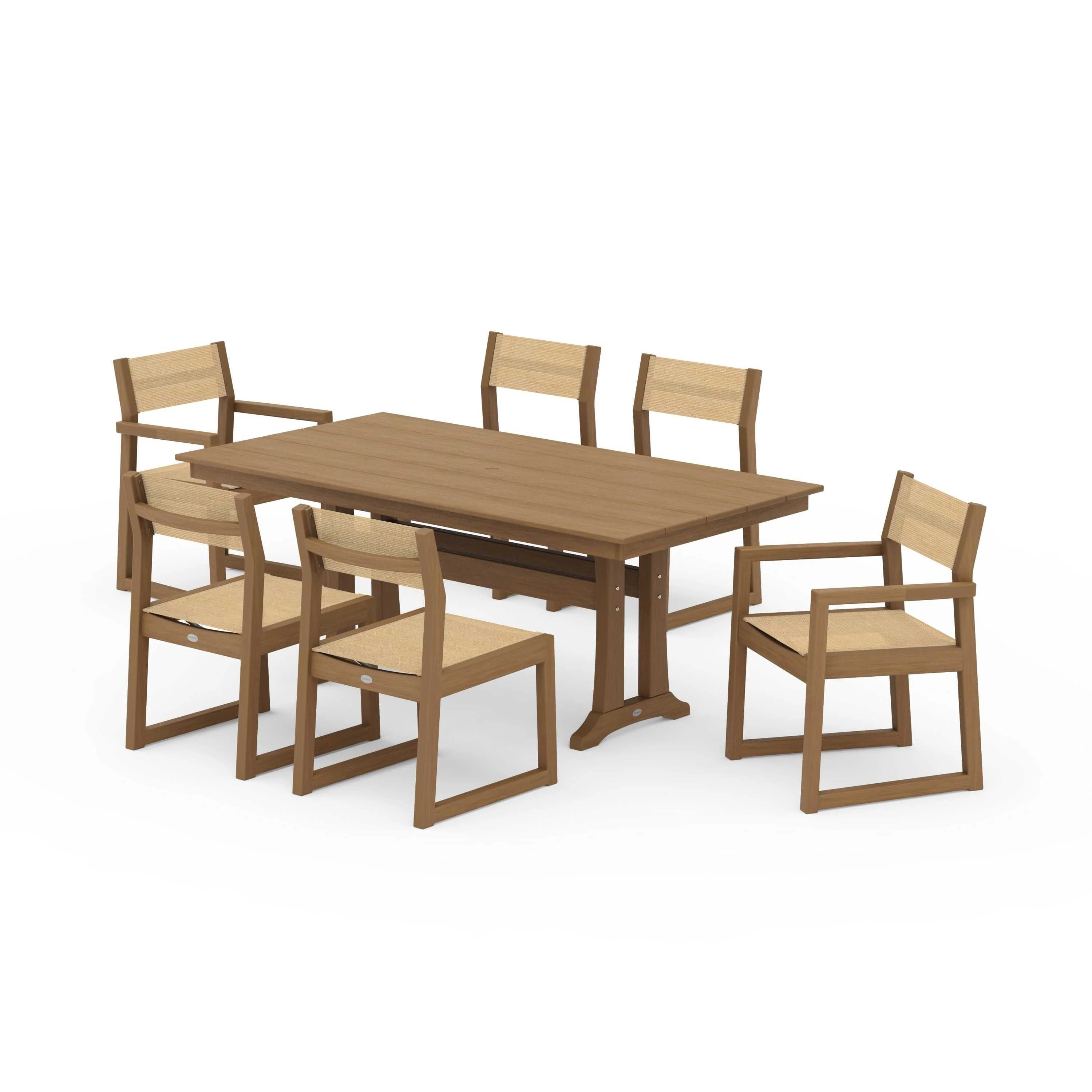 EDGE Sling 7-Piece Farmhouse Trestle Dining Set - Image 133