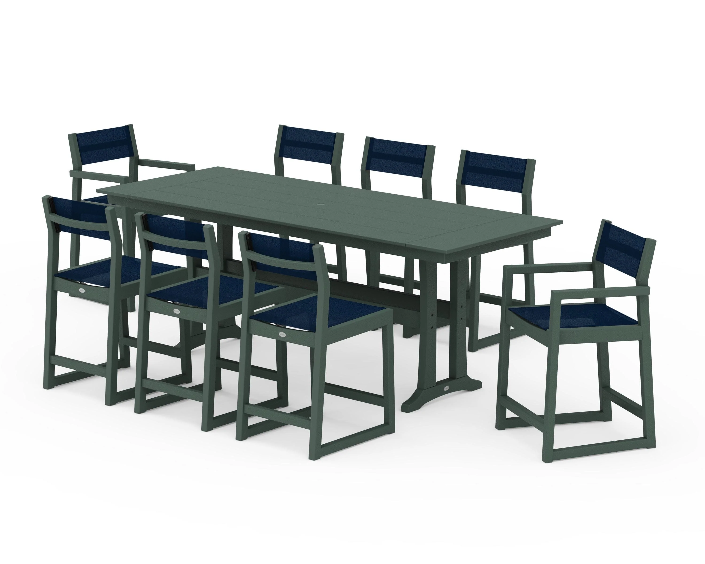 EDGE Sling 9-Piece Farmhouse Counter Set with Trestle Legs - Image 14