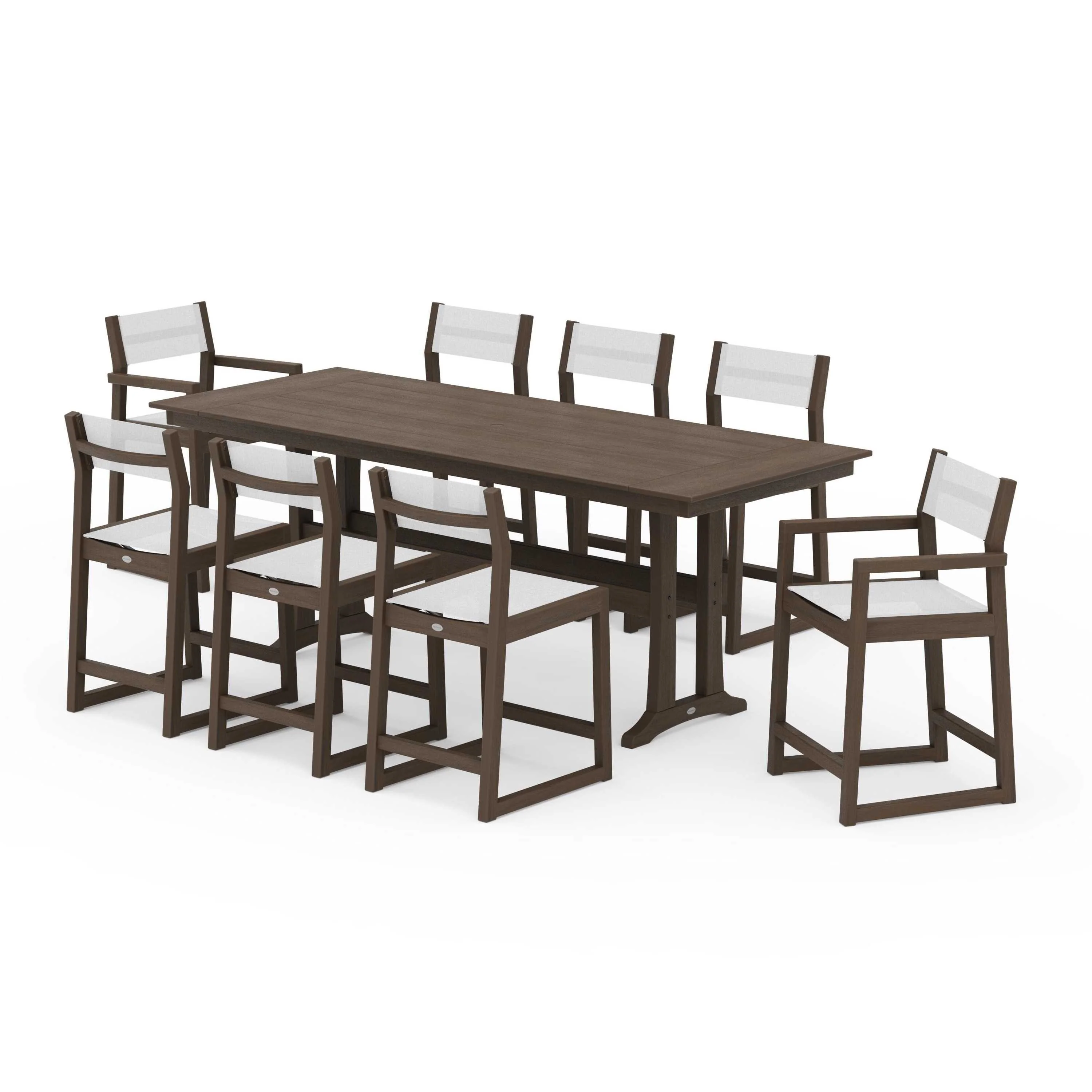 EDGE Sling 9-Piece Farmhouse Counter Set with Trestle Legs - Image 141