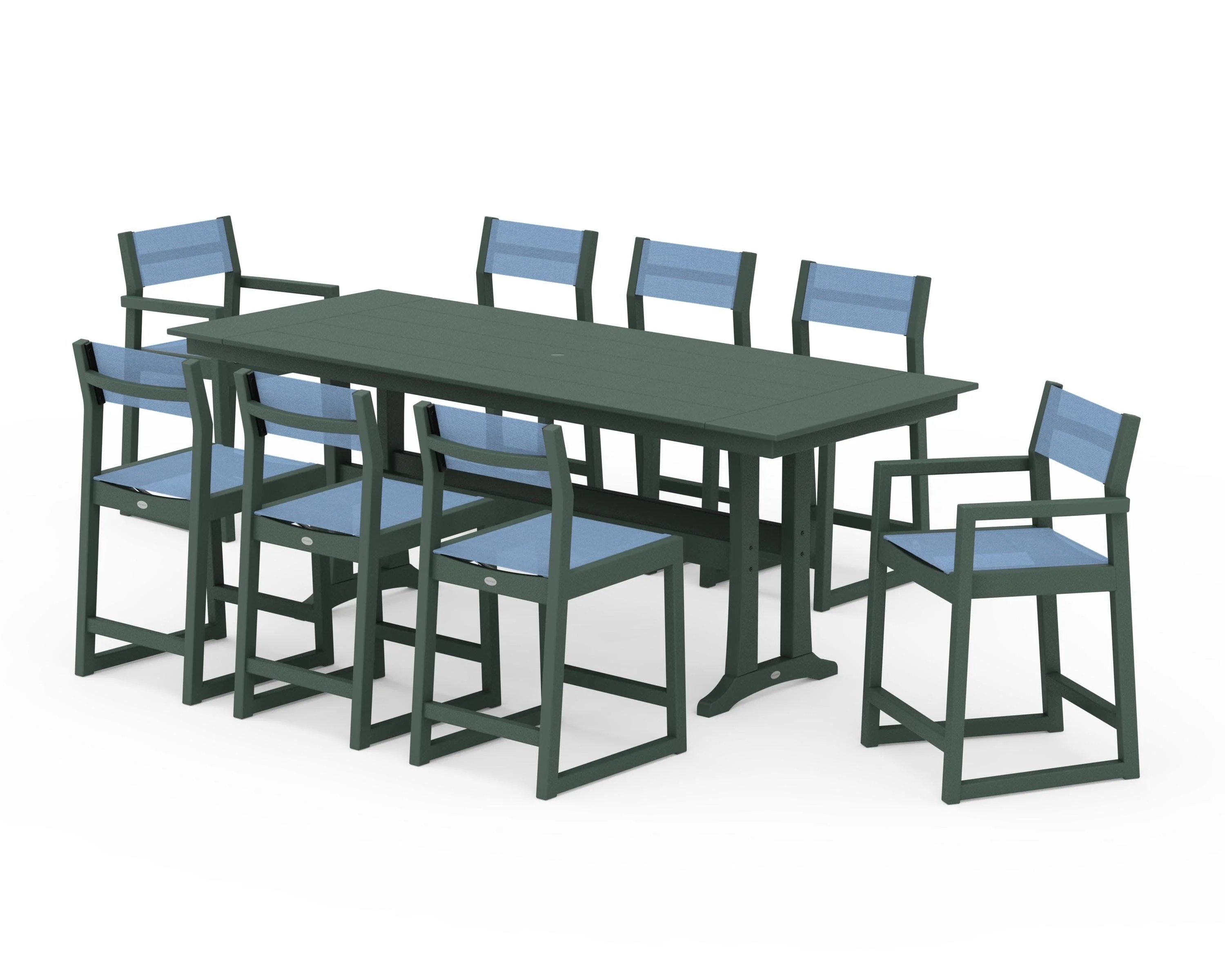 EDGE Sling 9-Piece Farmhouse Counter Set with Trestle Legs - Image 16