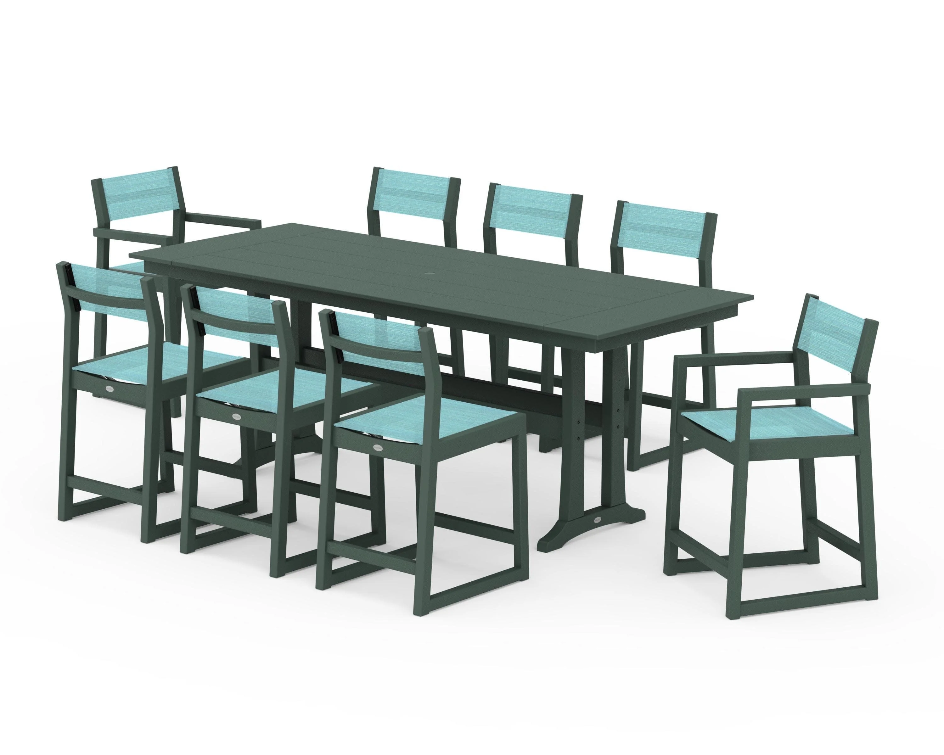 EDGE Sling 9-Piece Farmhouse Counter Set with Trestle Legs - Image 20