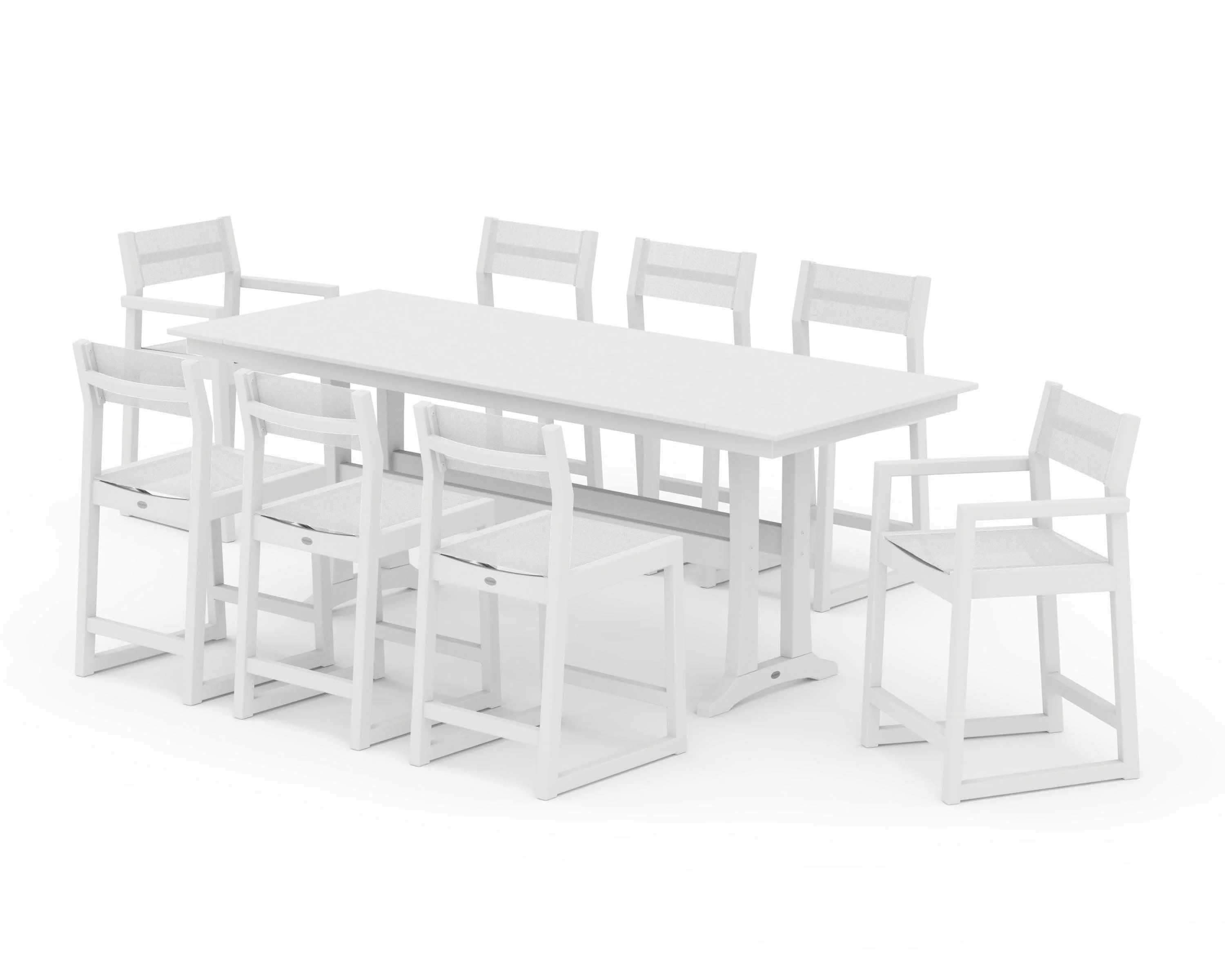 EDGE Sling 9-Piece Farmhouse Counter Set with Trestle Legs - Image 35
