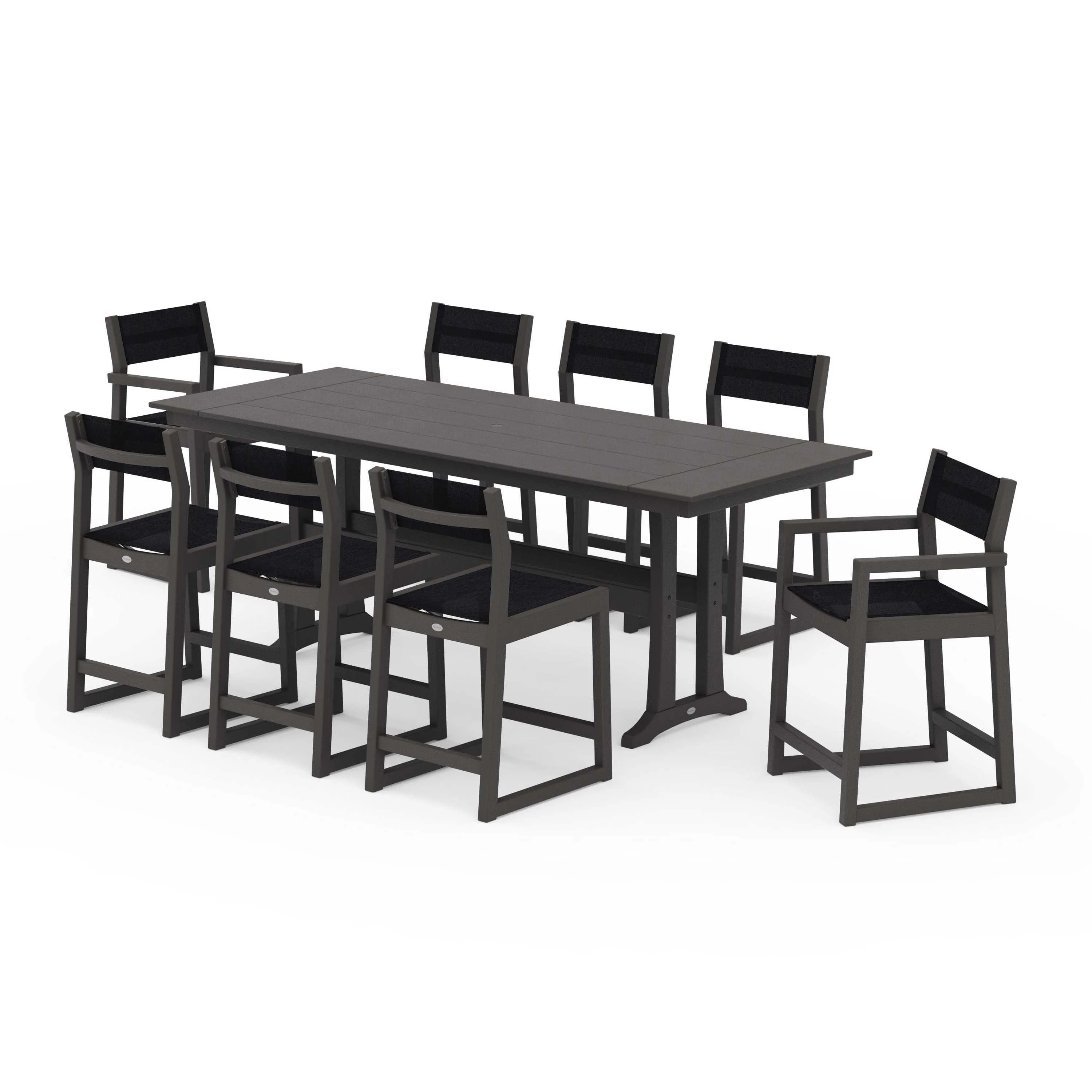 EDGE Sling 9-Piece Farmhouse Counter Set with Trestle Legs - Image 58