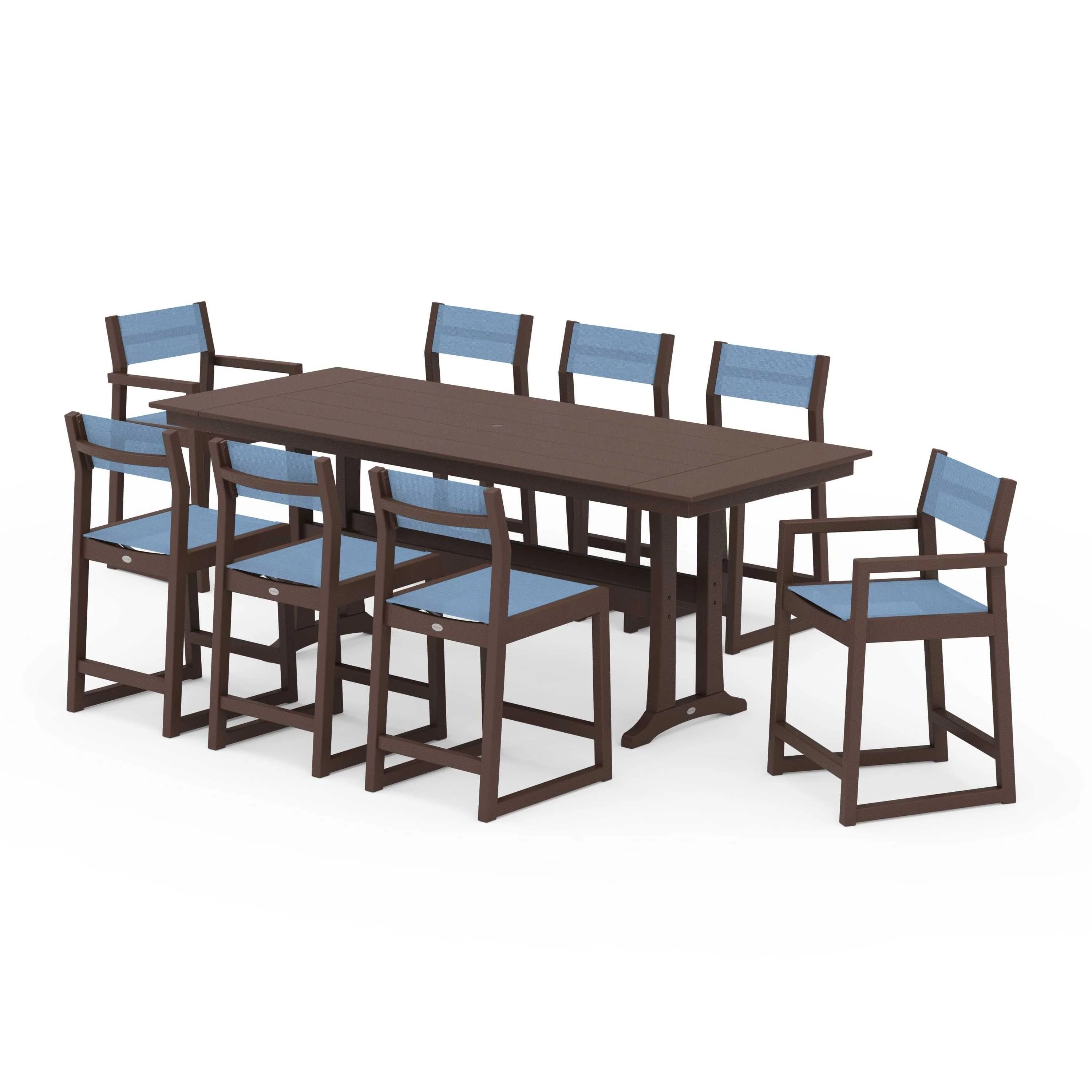 EDGE Sling 9-Piece Farmhouse Counter Set with Trestle Legs - Image 63