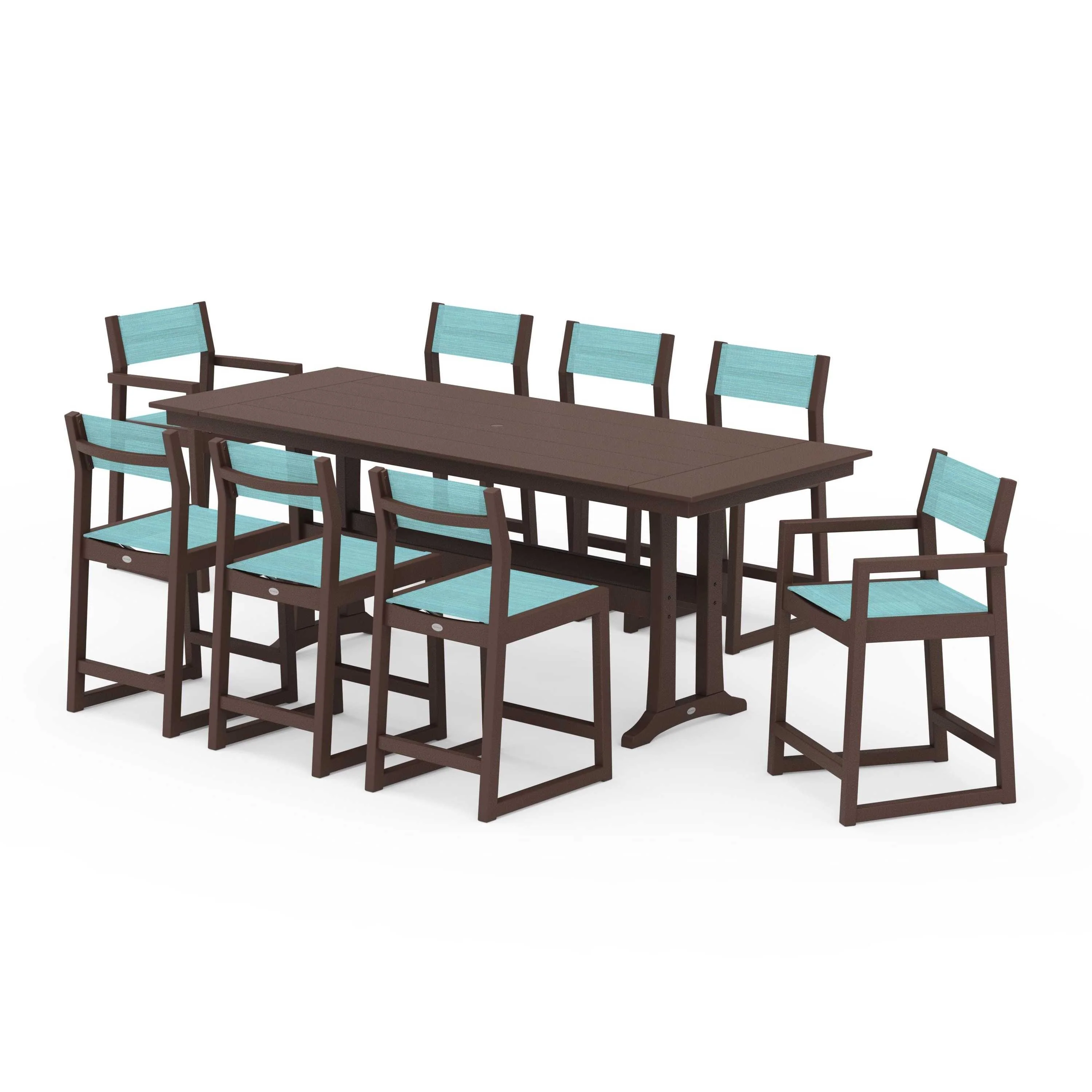 EDGE Sling 9-Piece Farmhouse Counter Set with Trestle Legs - Image 66