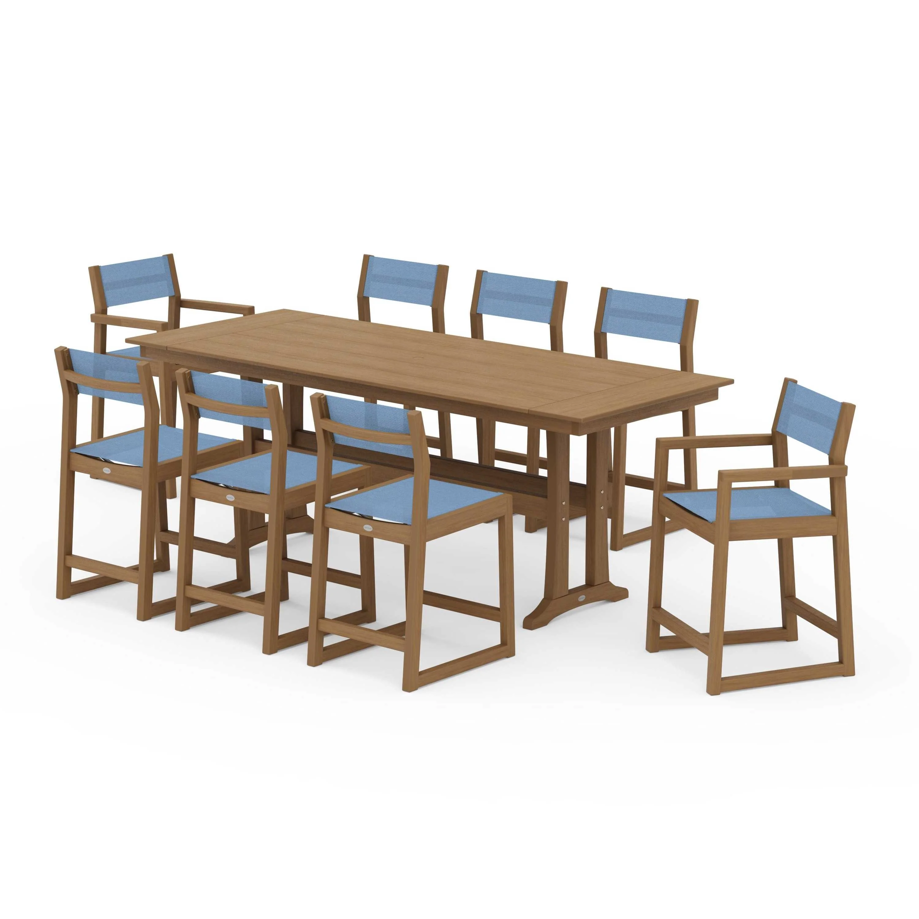 EDGE Sling 9-Piece Farmhouse Counter Set with Trestle Legs - Image 71
