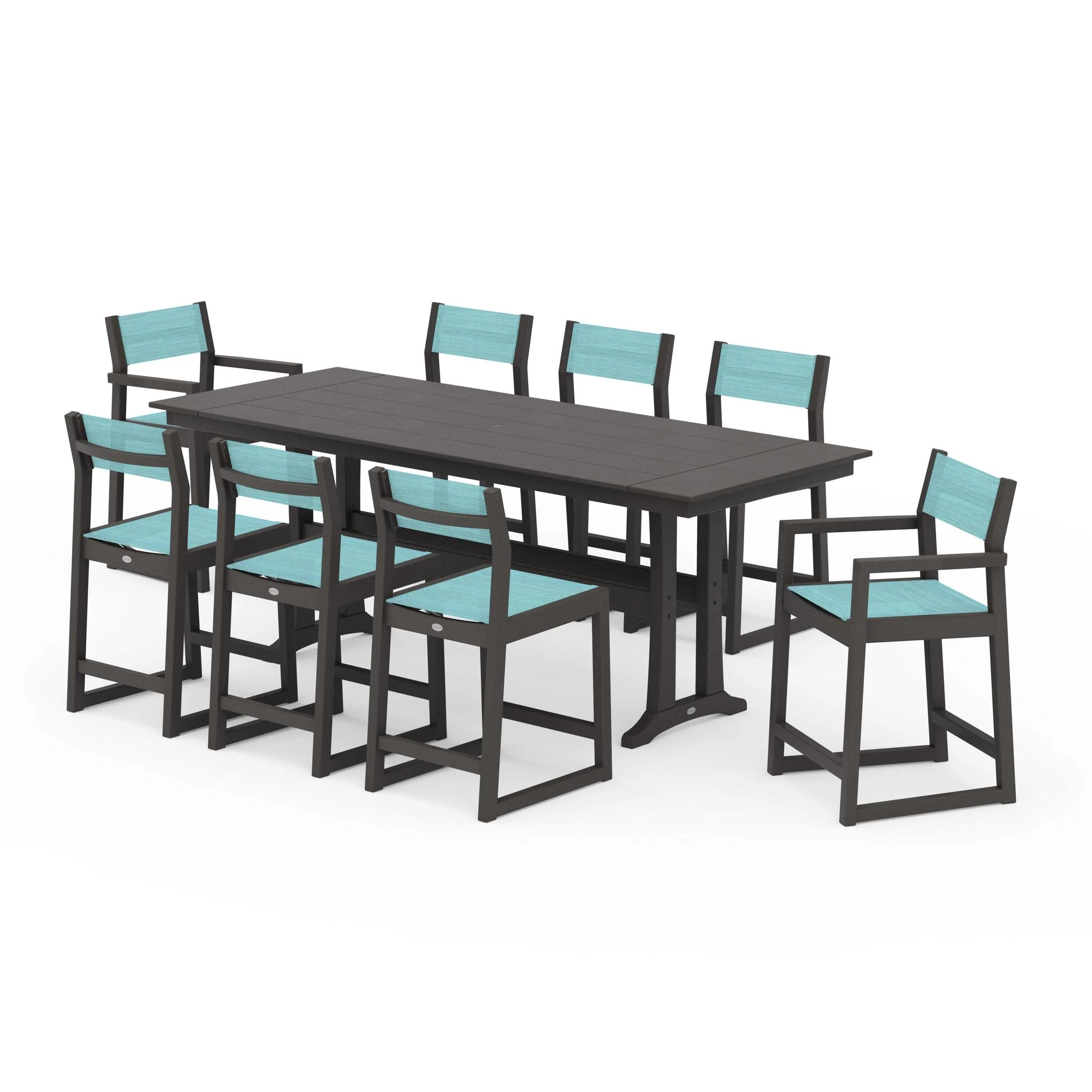 EDGE Sling 9-Piece Farmhouse Counter Set with Trestle Legs - Image 81
