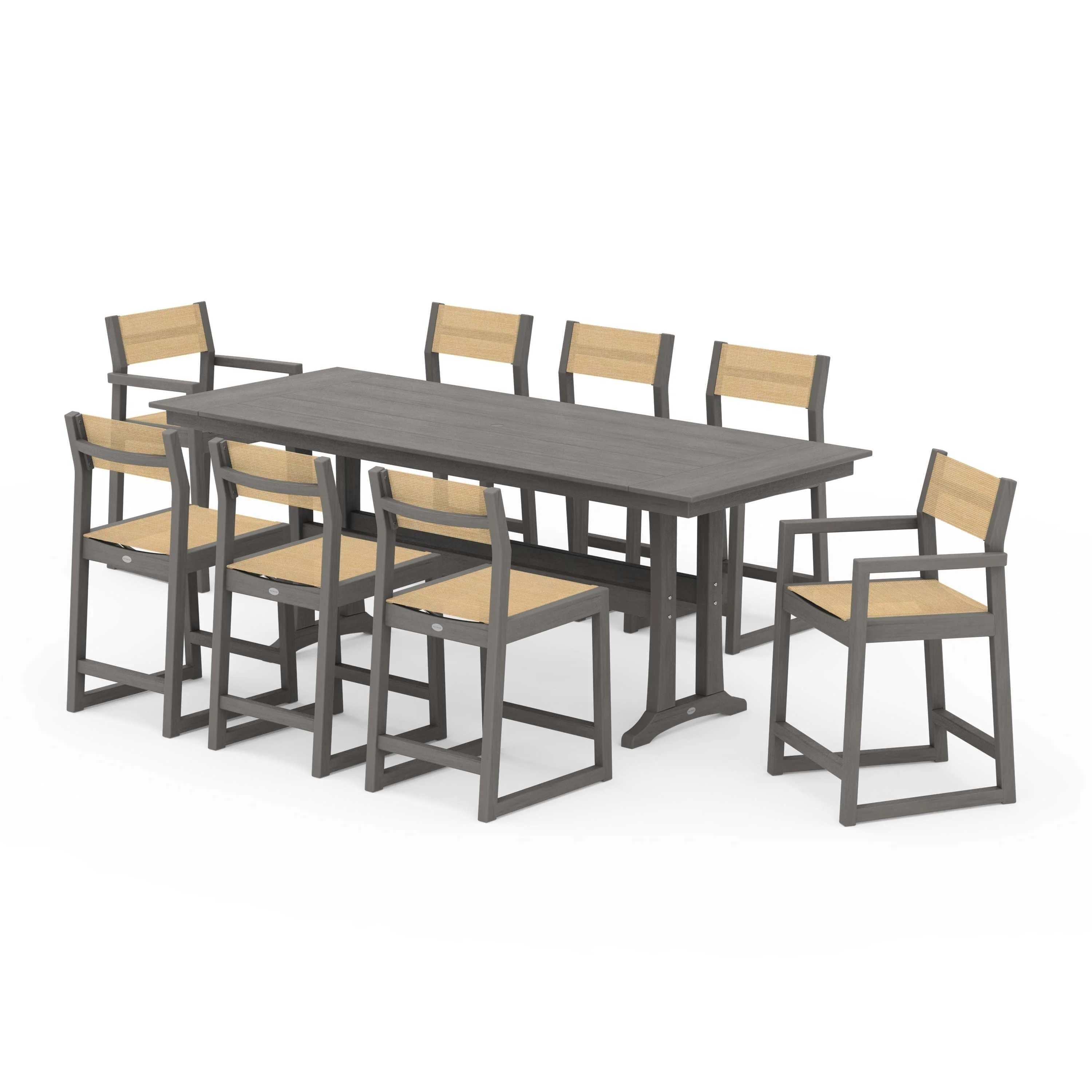 EDGE Sling 9-Piece Farmhouse Counter Set with Trestle Legs - Image 89