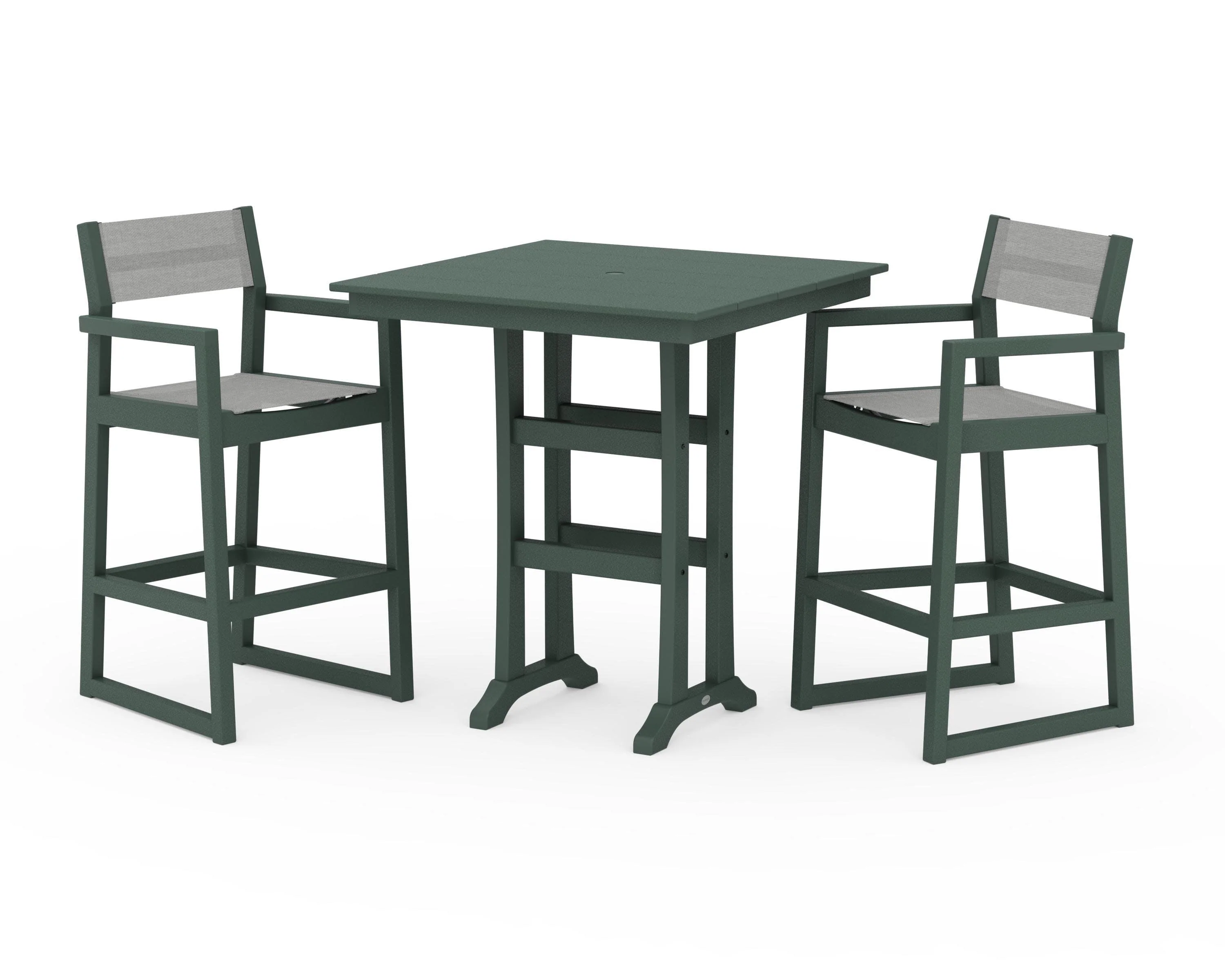 EDGE Sling Arm Chair 3-Piece Farmhouse Bar Set with Trestle Legs - Image 15