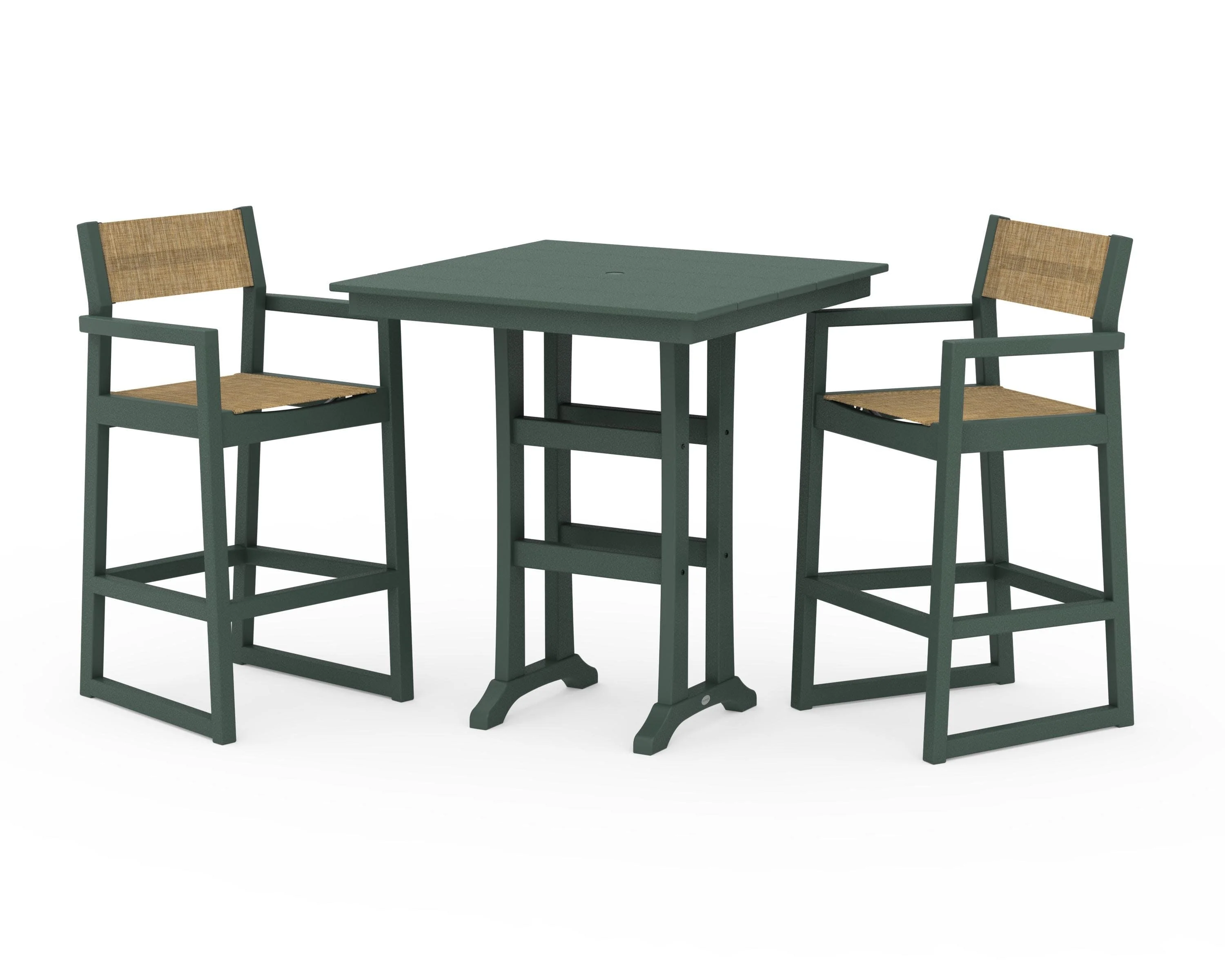 EDGE Sling Arm Chair 3-Piece Farmhouse Bar Set with Trestle Legs - Image 17