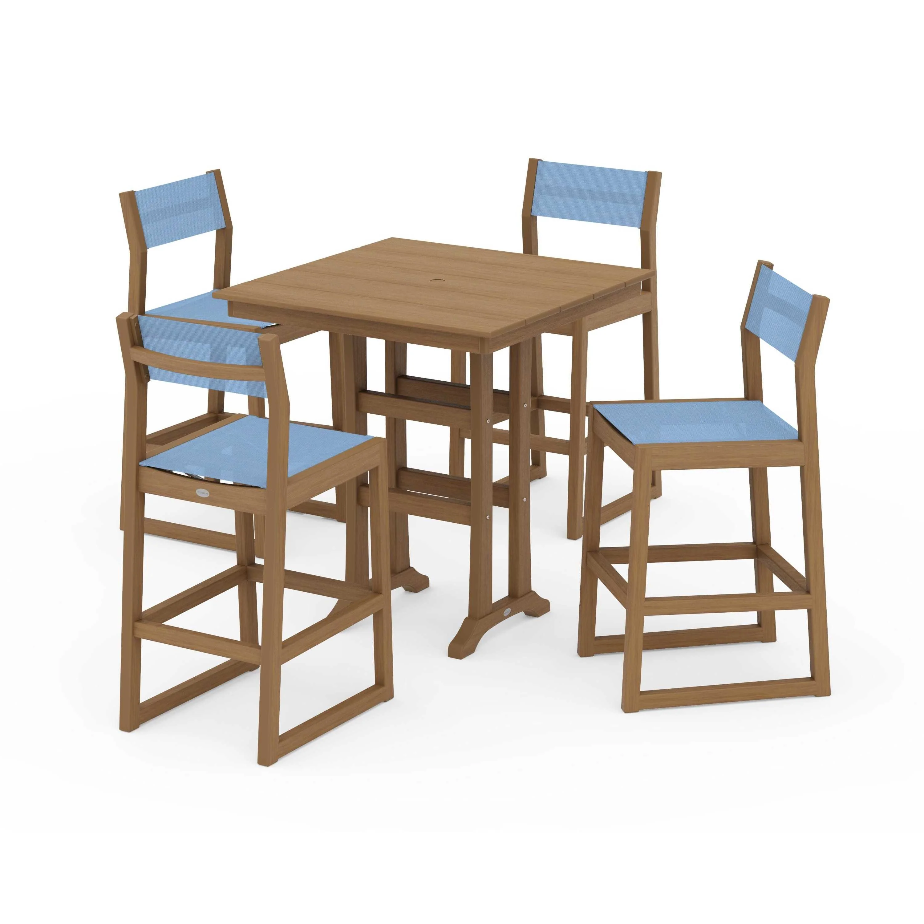 EDGE Sling Arm Chair 5-Piece Farmhouse Bar Set with Trestle Legs - Image 109