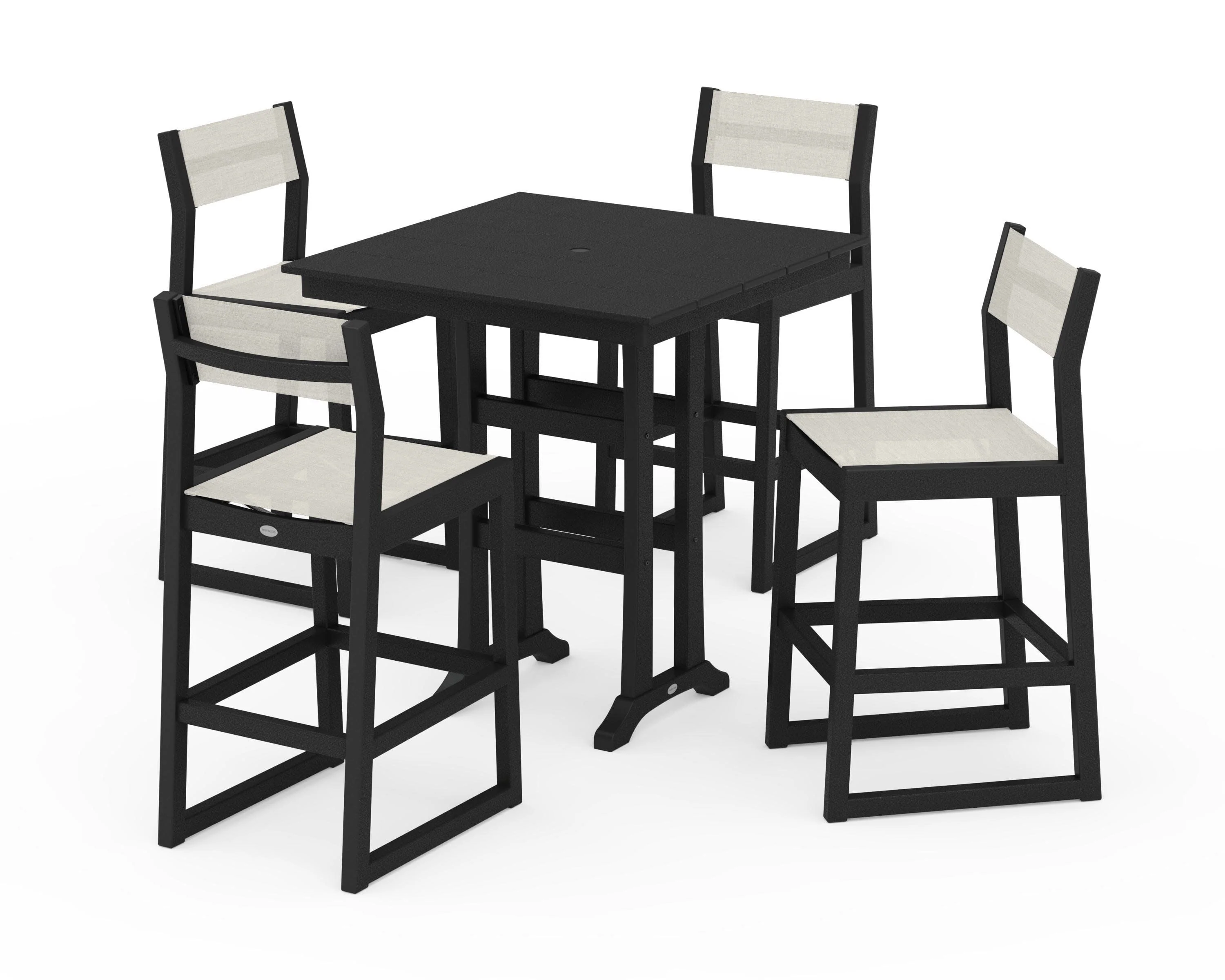 EDGE Sling Arm Chair 5-Piece Farmhouse Bar Set with Trestle Legs - Image 28