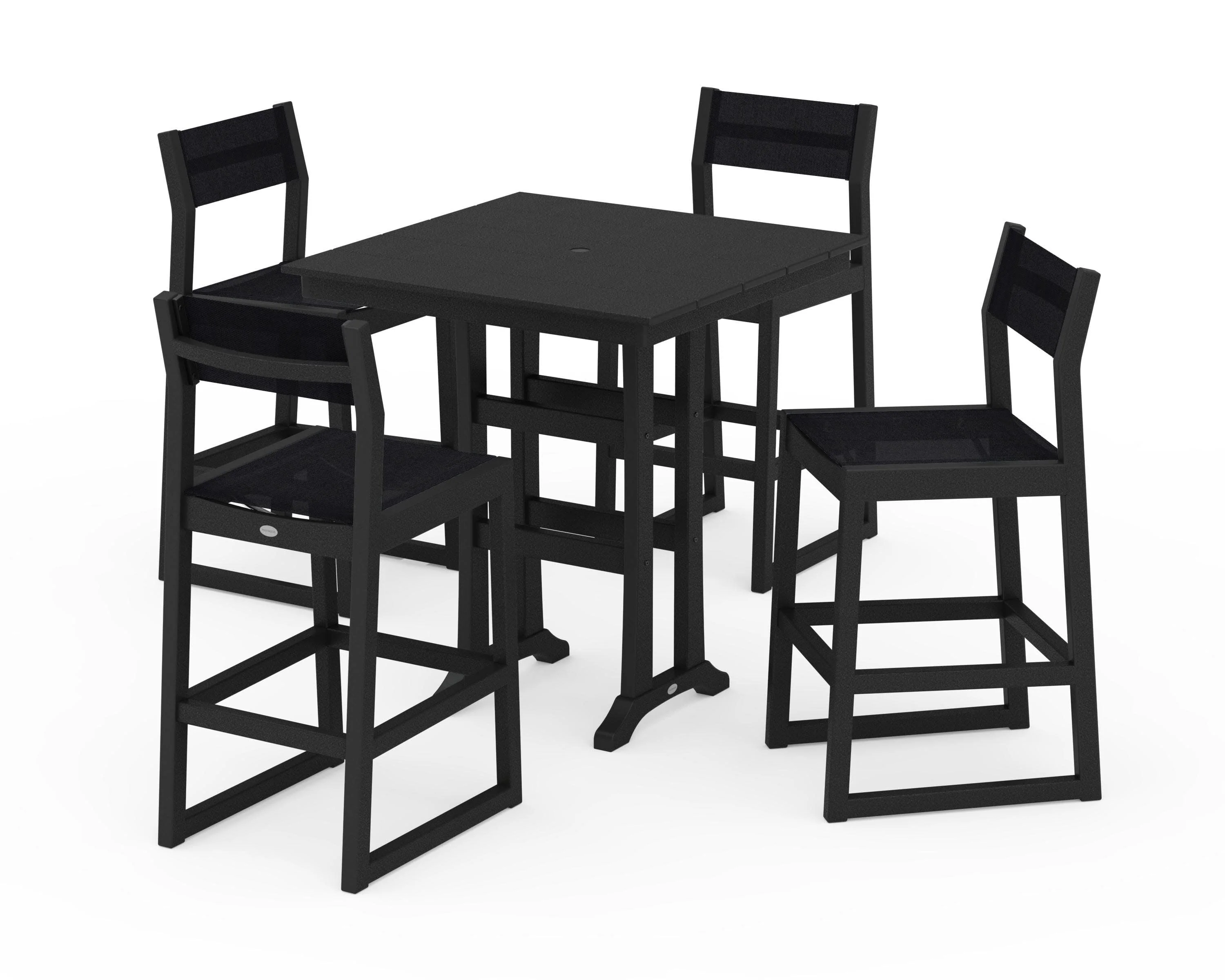 EDGE Sling Arm Chair 5-Piece Farmhouse Bar Set with Trestle Legs - Image 31