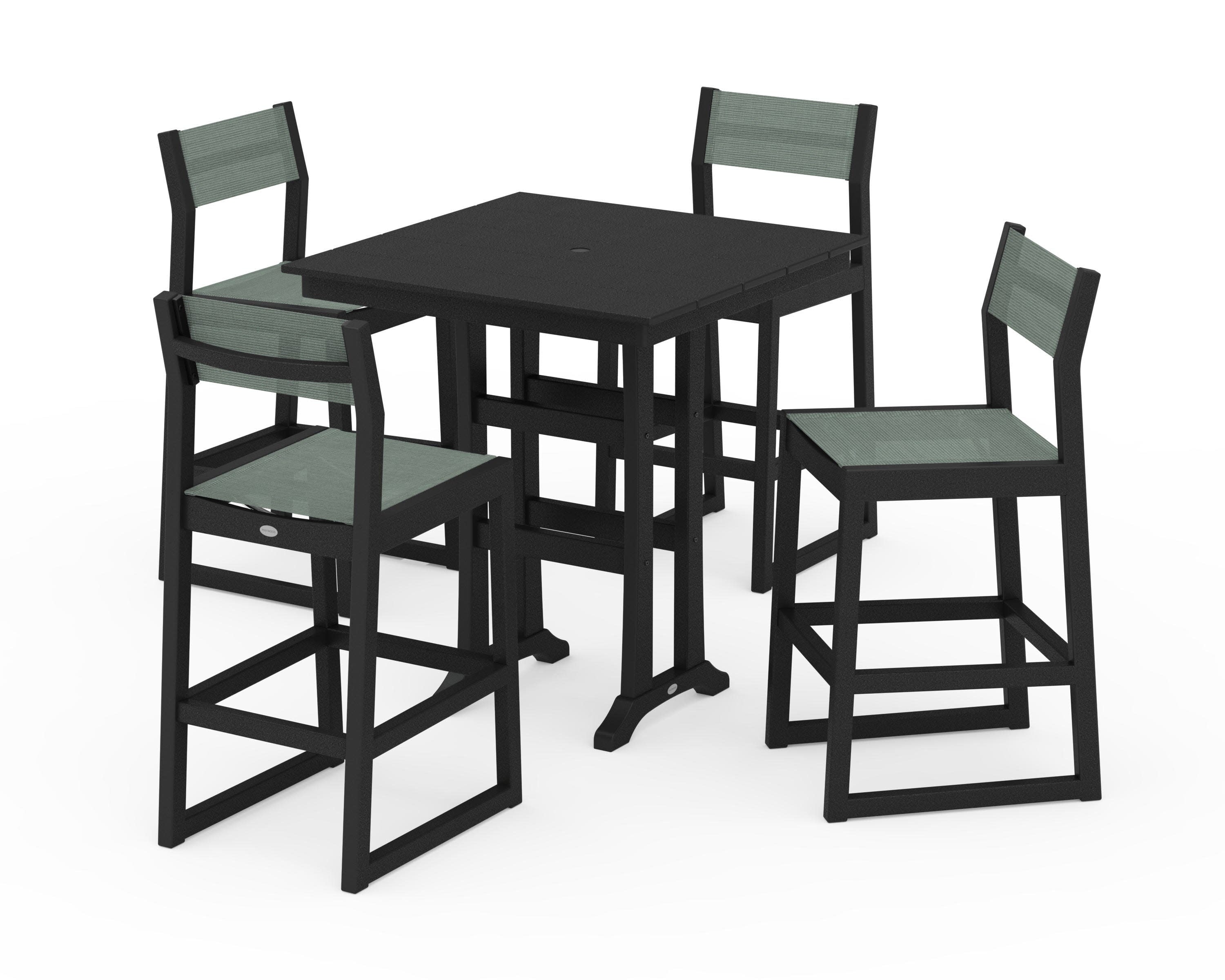 EDGE Sling Arm Chair 5-Piece Farmhouse Bar Set with Trestle Legs - Image 33