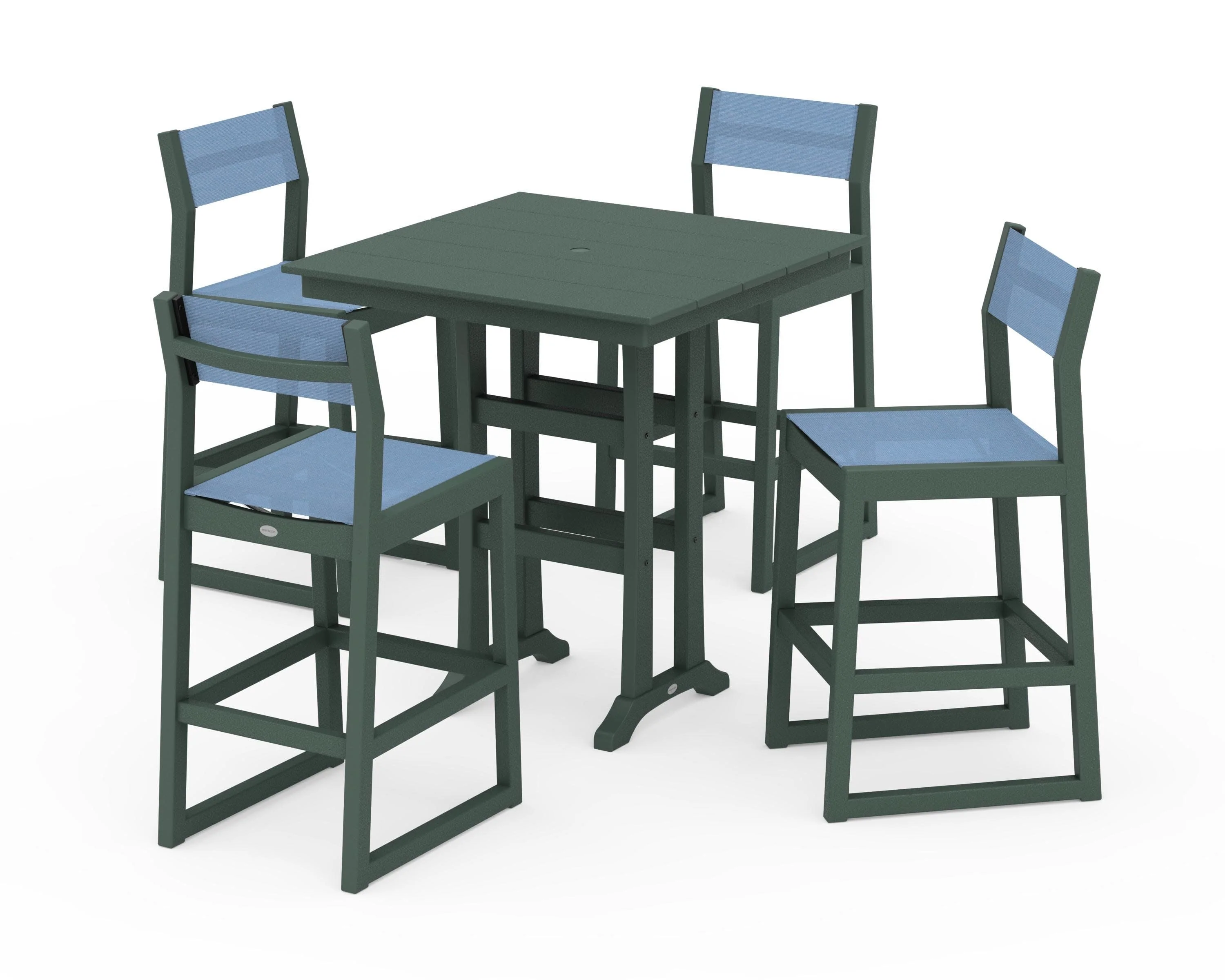 EDGE Sling Arm Chair 5-Piece Farmhouse Bar Set with Trestle Legs - Image 37