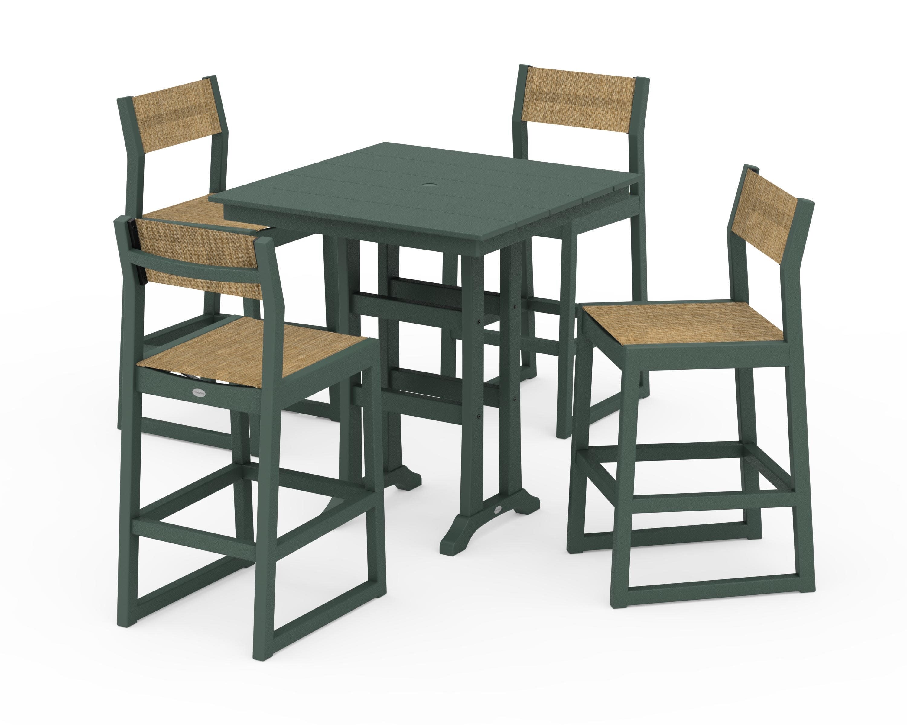 EDGE Sling Arm Chair 5-Piece Farmhouse Bar Set with Trestle Legs - Image 38