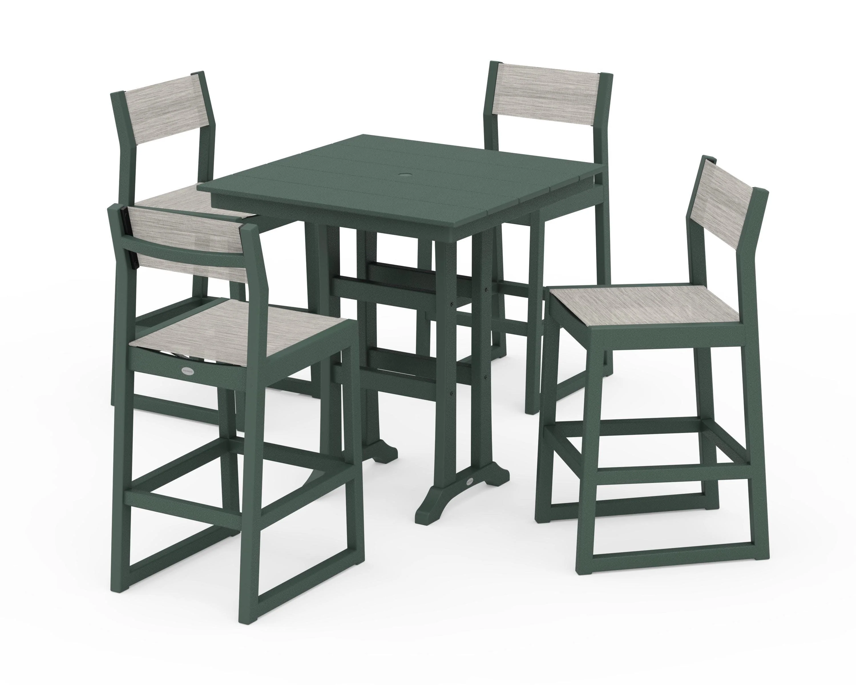 EDGE Sling Arm Chair 5-Piece Farmhouse Bar Set with Trestle Legs - Image 40