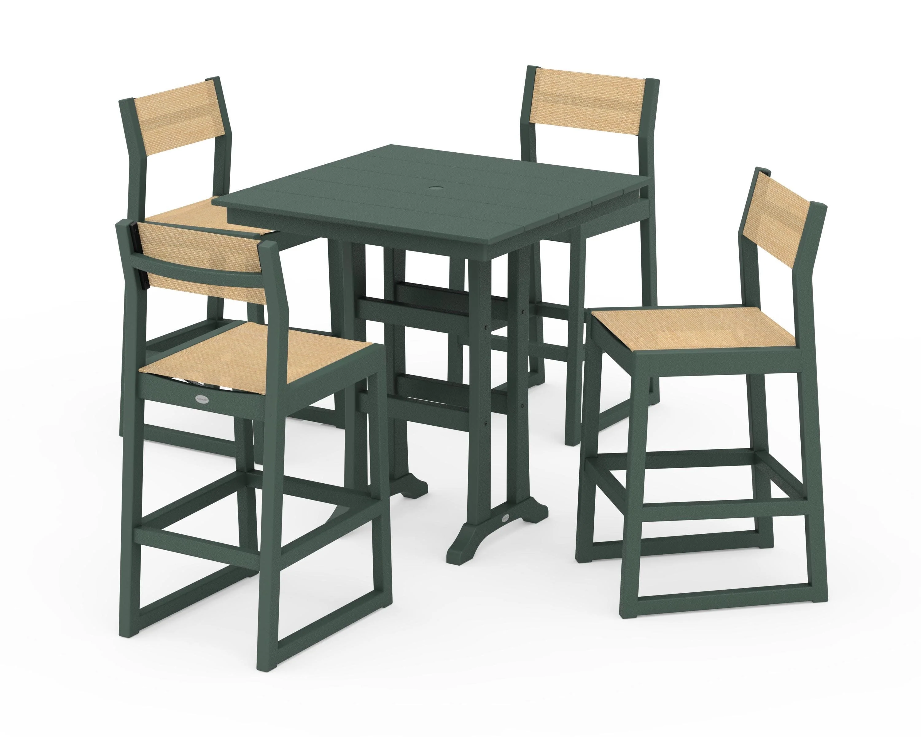 EDGE Sling Arm Chair 5-Piece Farmhouse Bar Set with Trestle Legs - Image 43