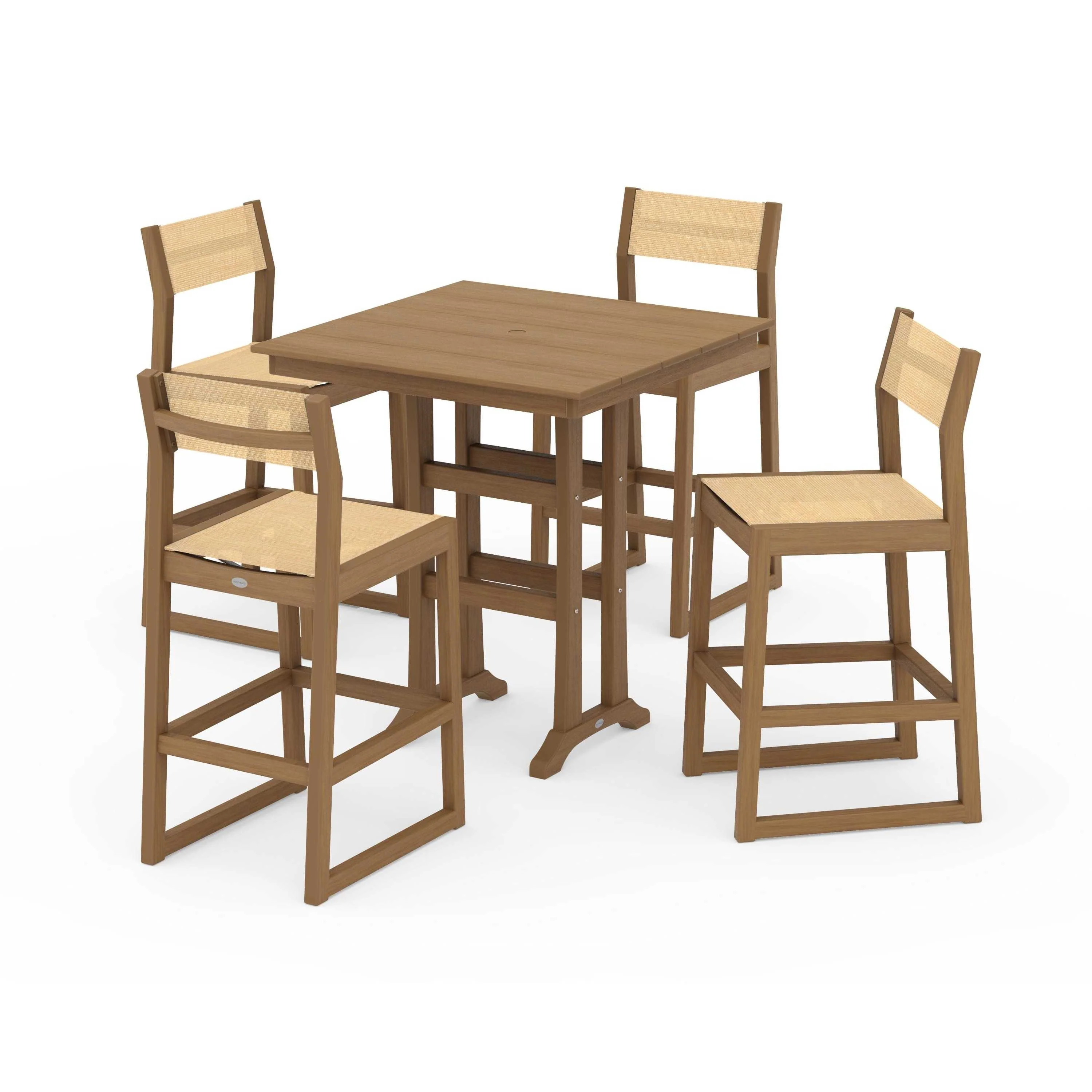 EDGE Sling Arm Chair 5-Piece Farmhouse Bar Set with Trestle Legs - Image 56