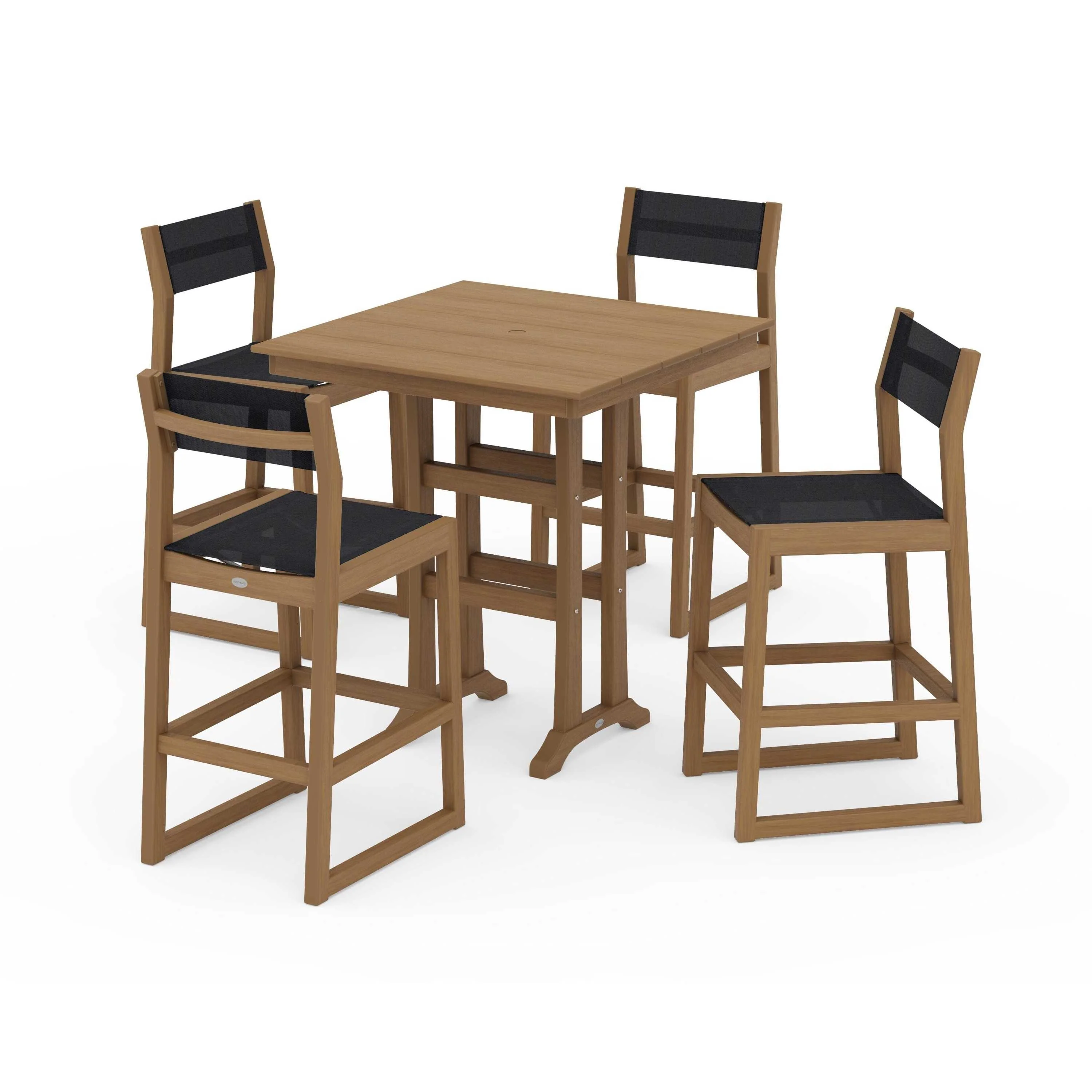 EDGE Sling Arm Chair 5-Piece Farmhouse Bar Set with Trestle Legs - Image 57