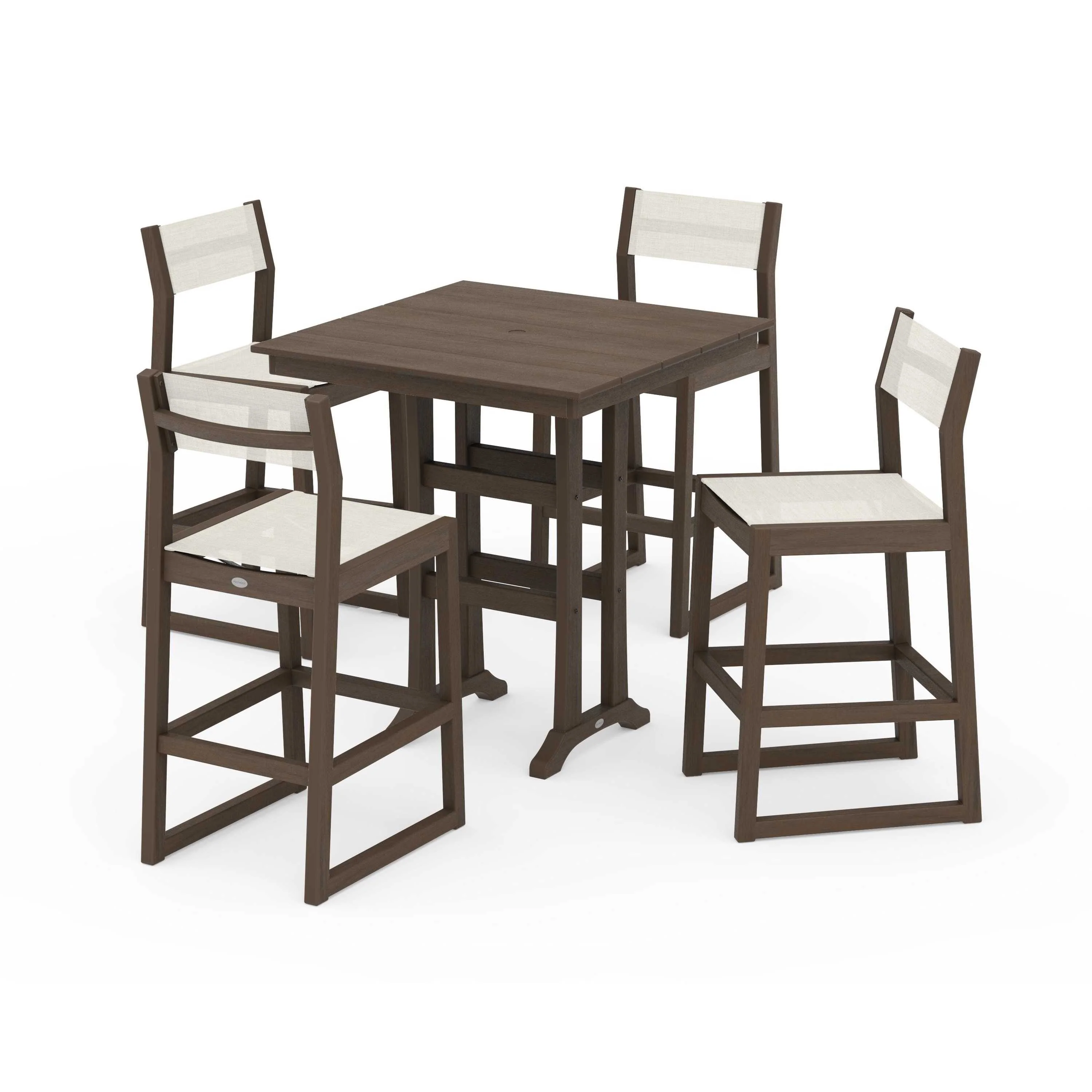 EDGE Sling Arm Chair 5-Piece Farmhouse Bar Set with Trestle Legs - Image 86