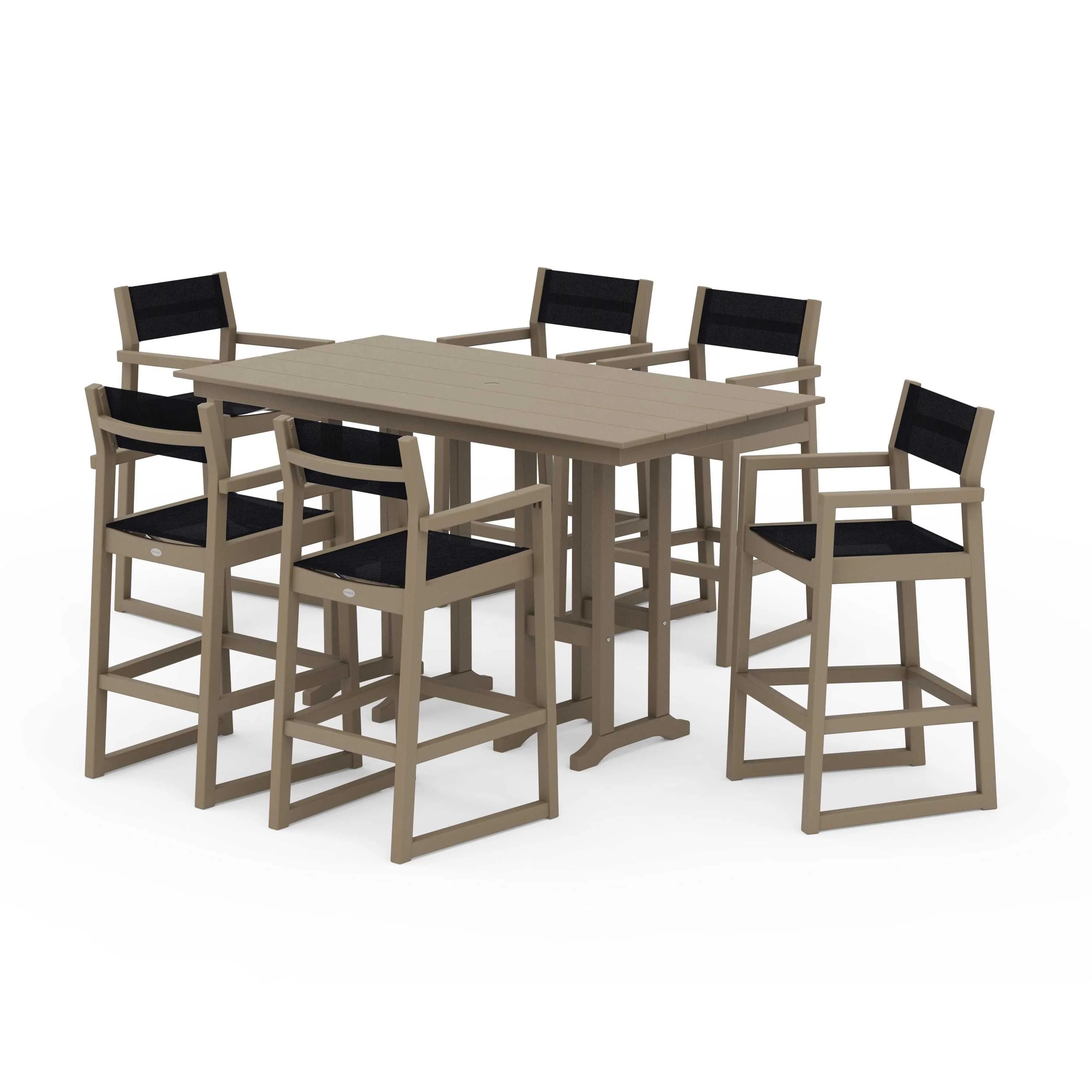 EDGE Sling Arm Chair 7-Piece Farmhouse Bar Set - Image 61