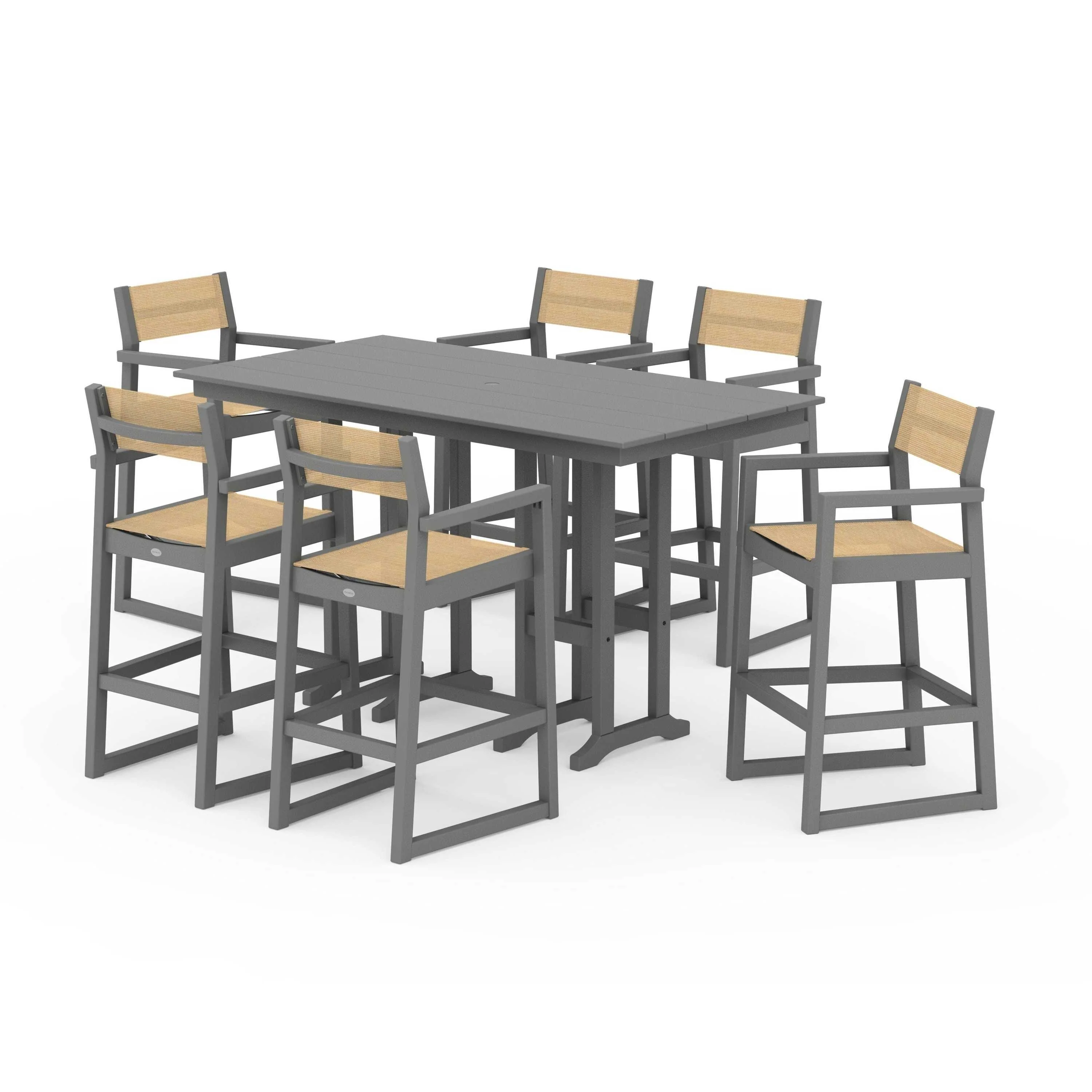 EDGE Sling Arm Chair 7-Piece Farmhouse Bar Set - Image 76