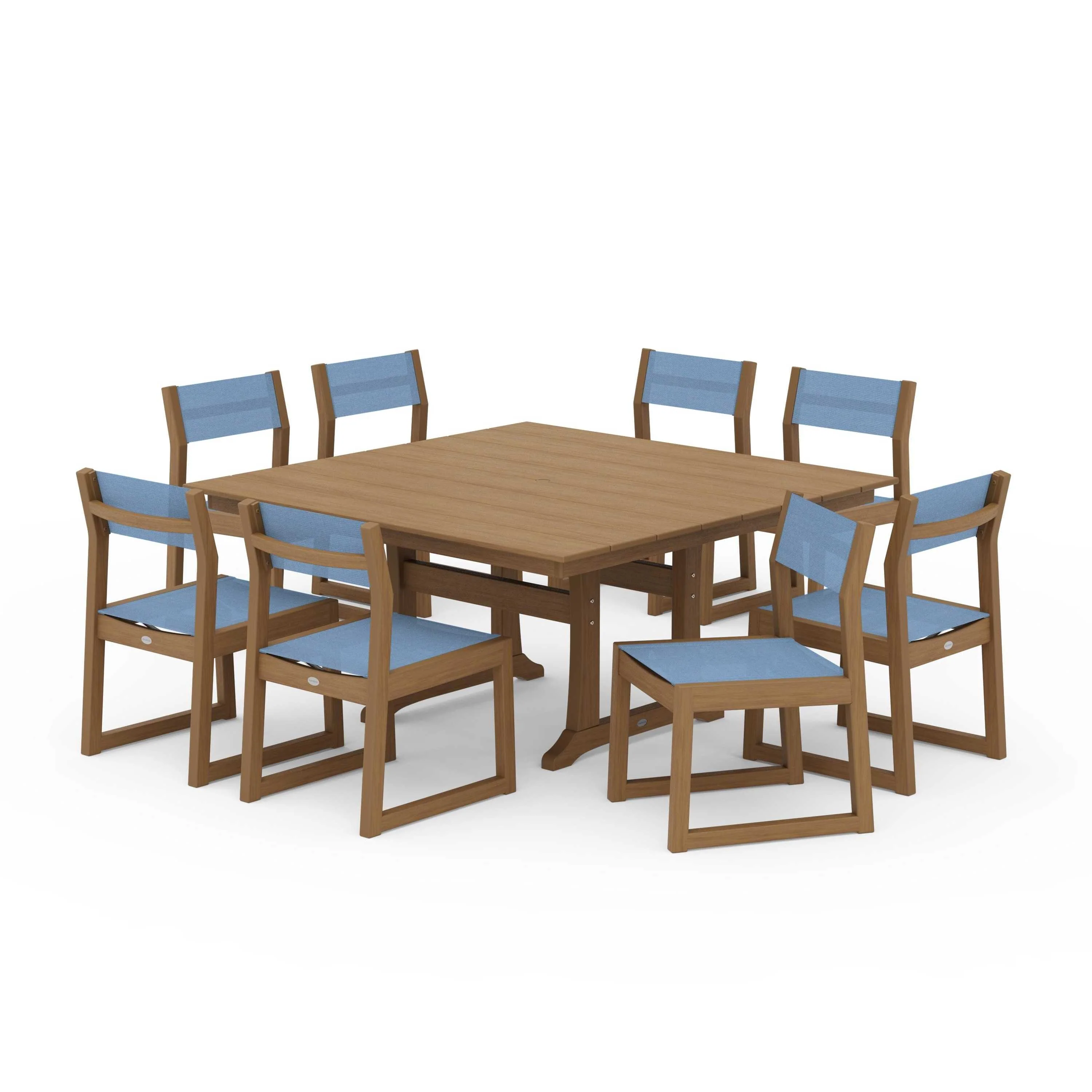EDGE Sling Side Chair 9-Piece Farmhouse Trestle Dining Set - Image 60