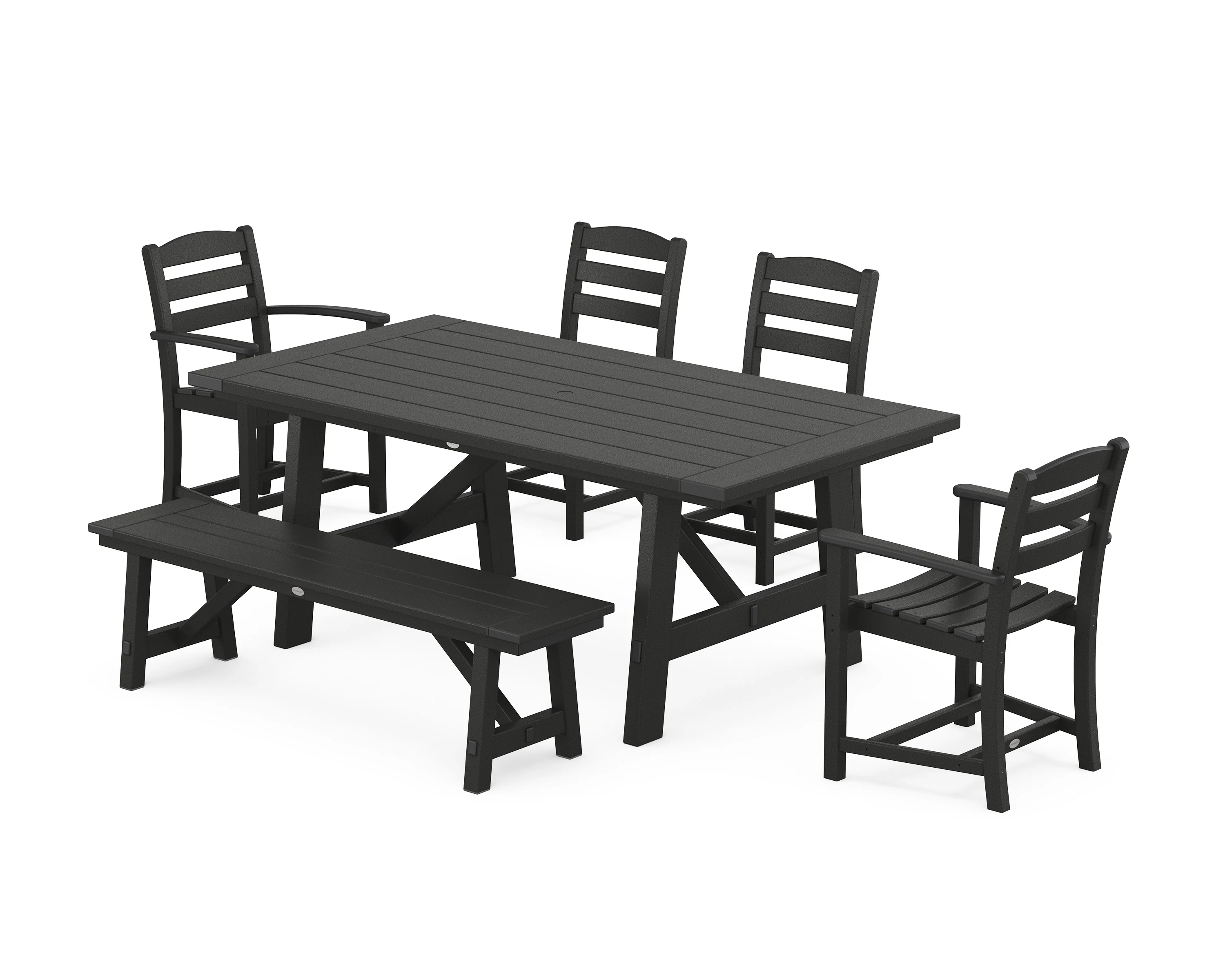 La Casa Café 6-Piece Rustic Farmhouse Dining Set with Bench - Image 7