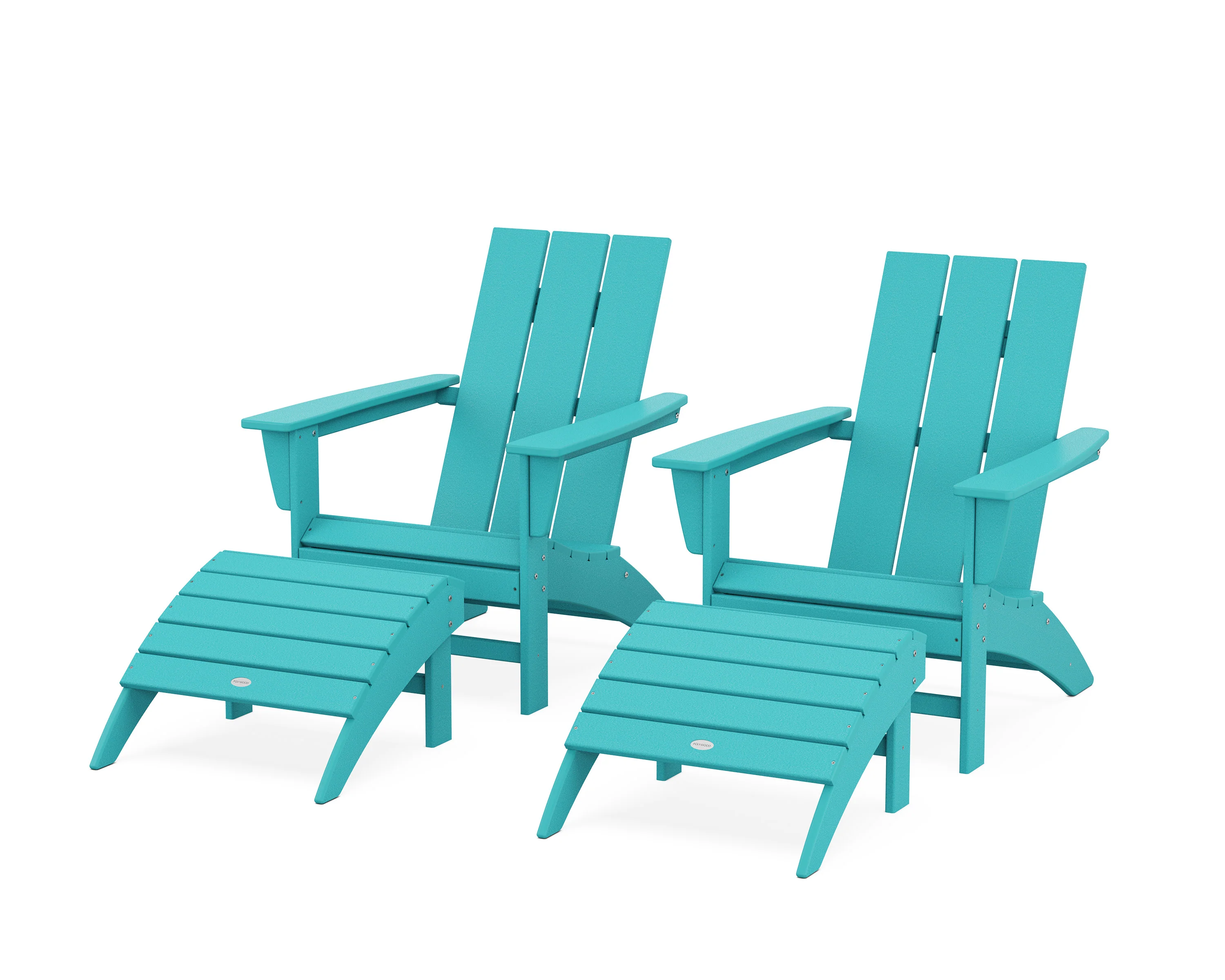 Modern Adirondack Chair 4-Piece Set with Ottomans - Image 3