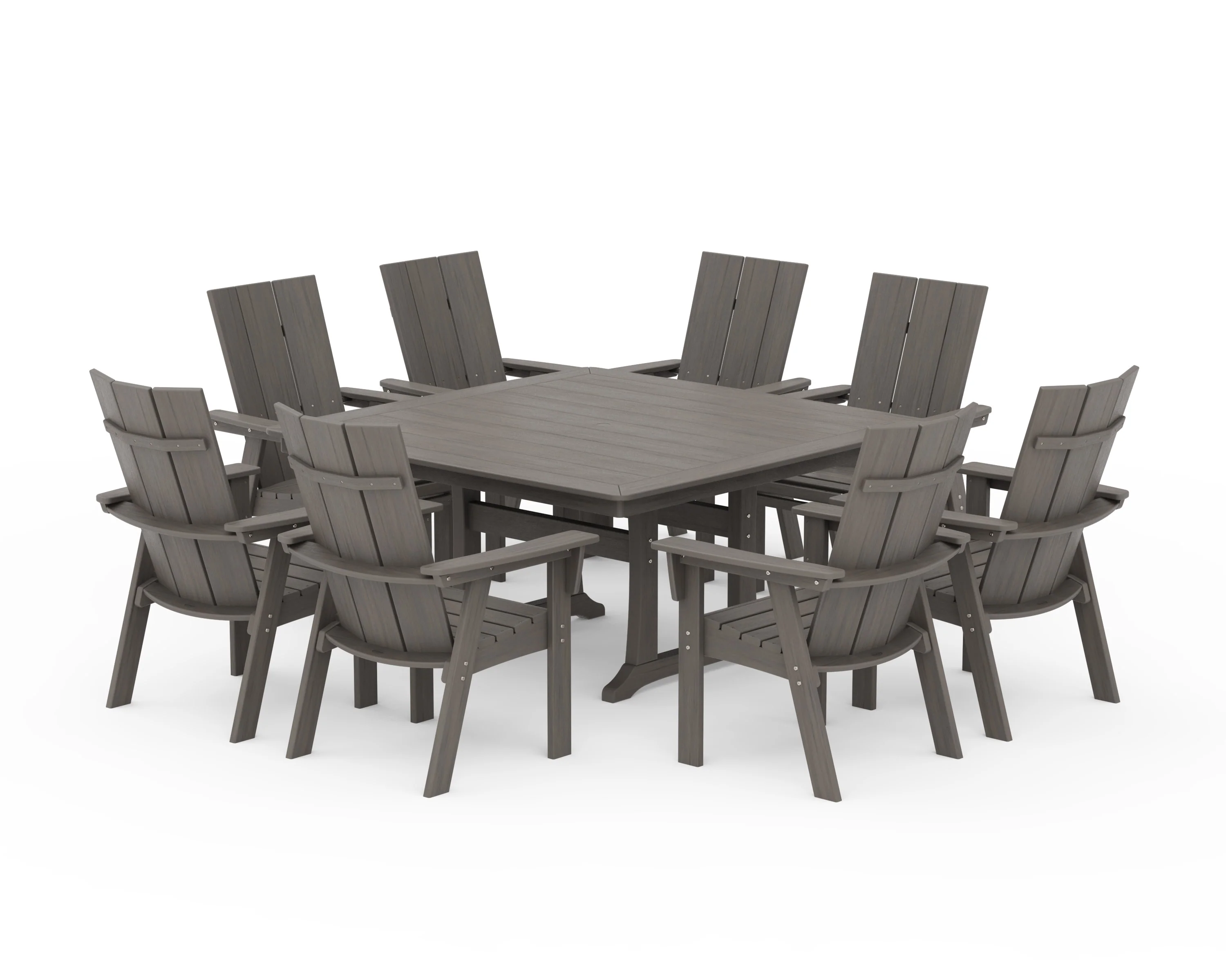 Modern Curveback Adirondack 9-Piece Square Dining Set with Trestle Legs - Image 20