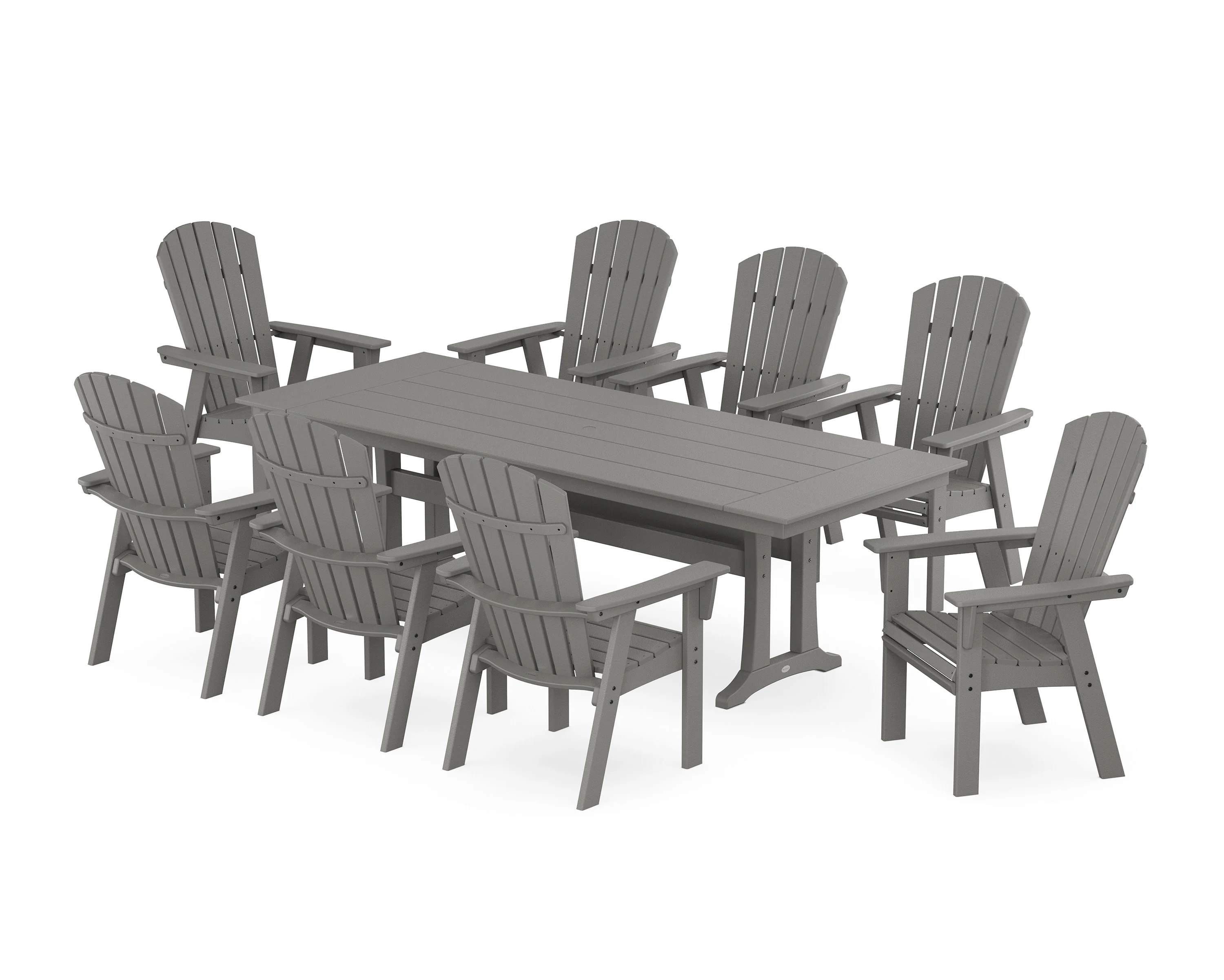 Nautical 9-Piece Curveback Adirondack Farmhouse Dining Set with Trestle Legs